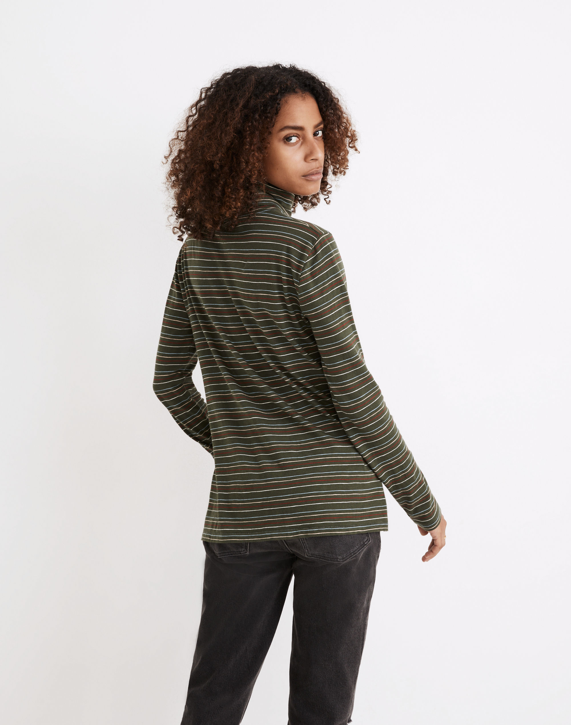 Whisper Cotton Turtleneck in Ivorton Stripe