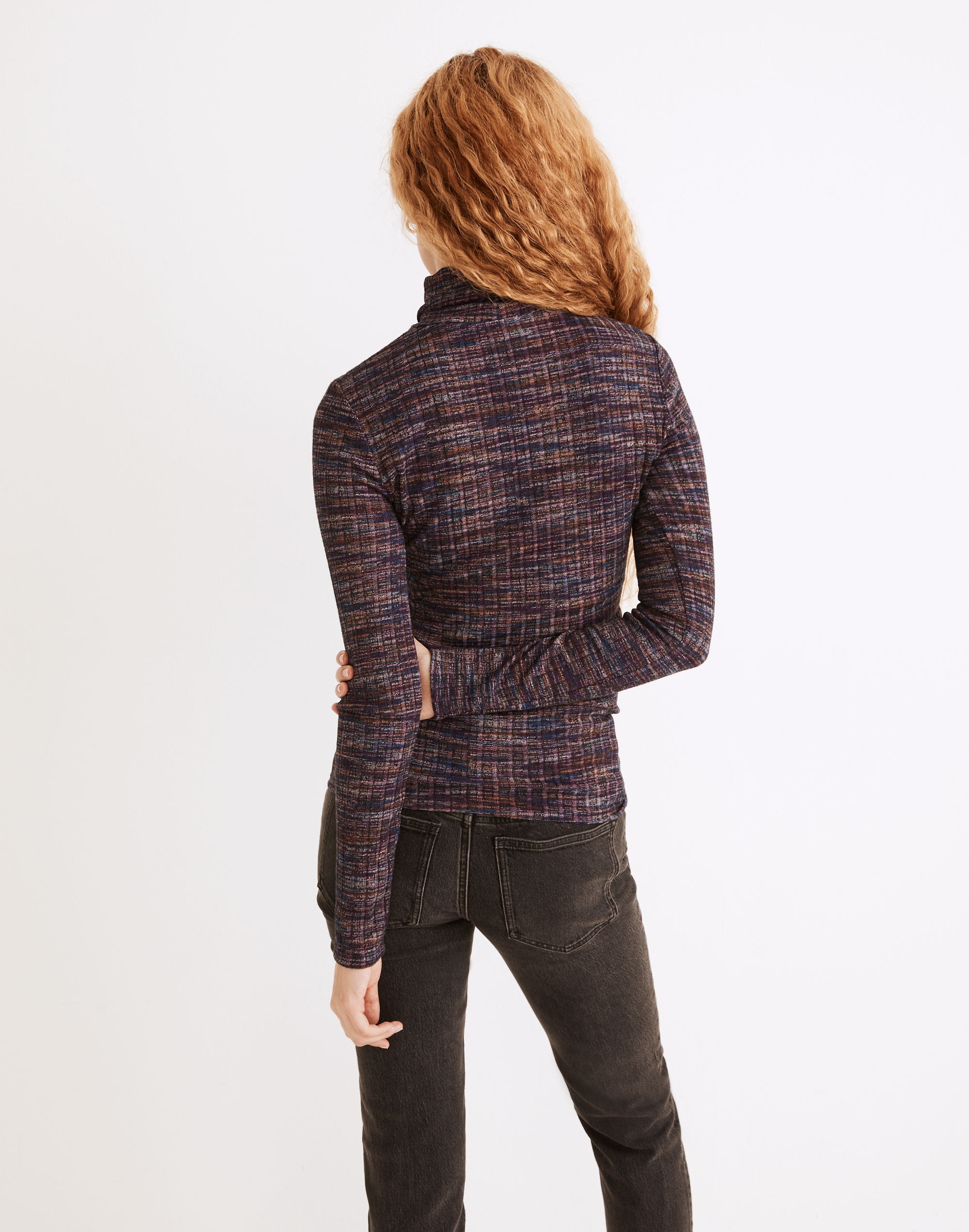 Space-Dyed Ribbed Turtleneck Top