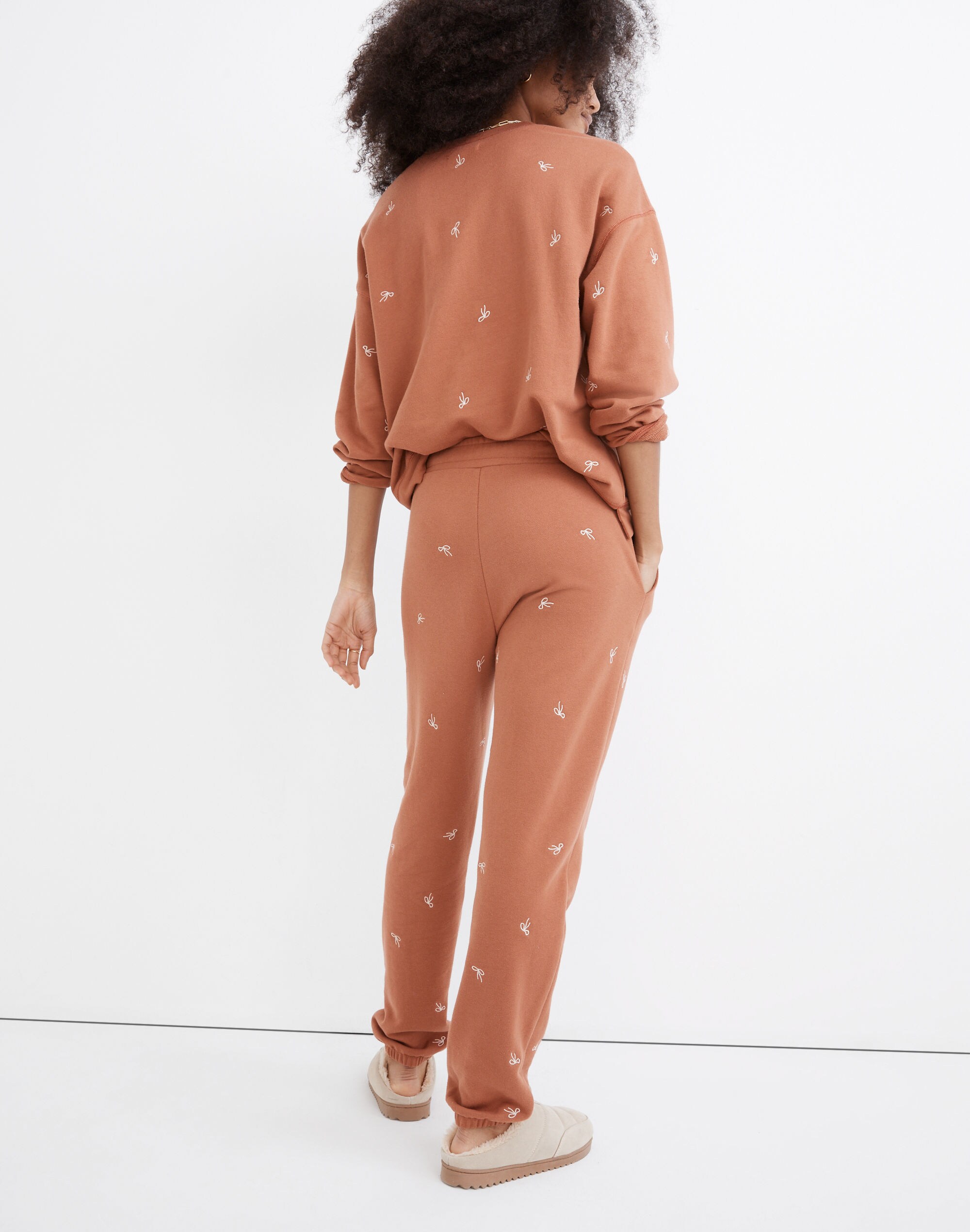 Bow Embroidered Retro Sweatpants