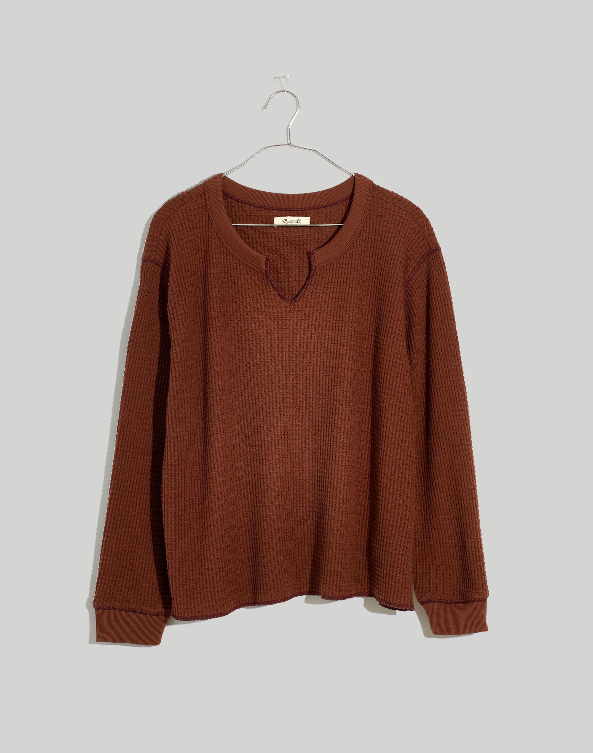 Waffle Split-Neck Crop Tee