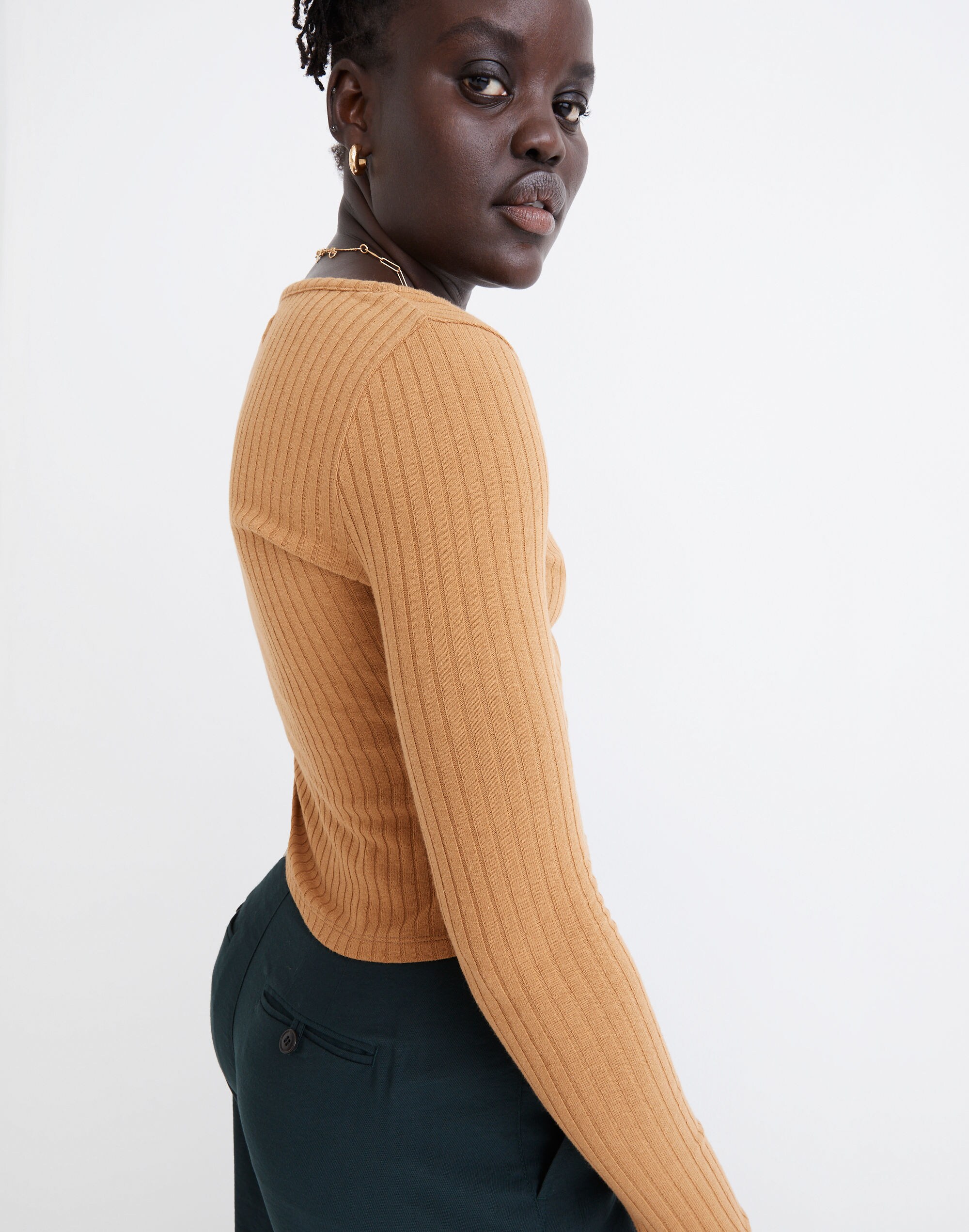 Ribbed Cardigan Crop Tee