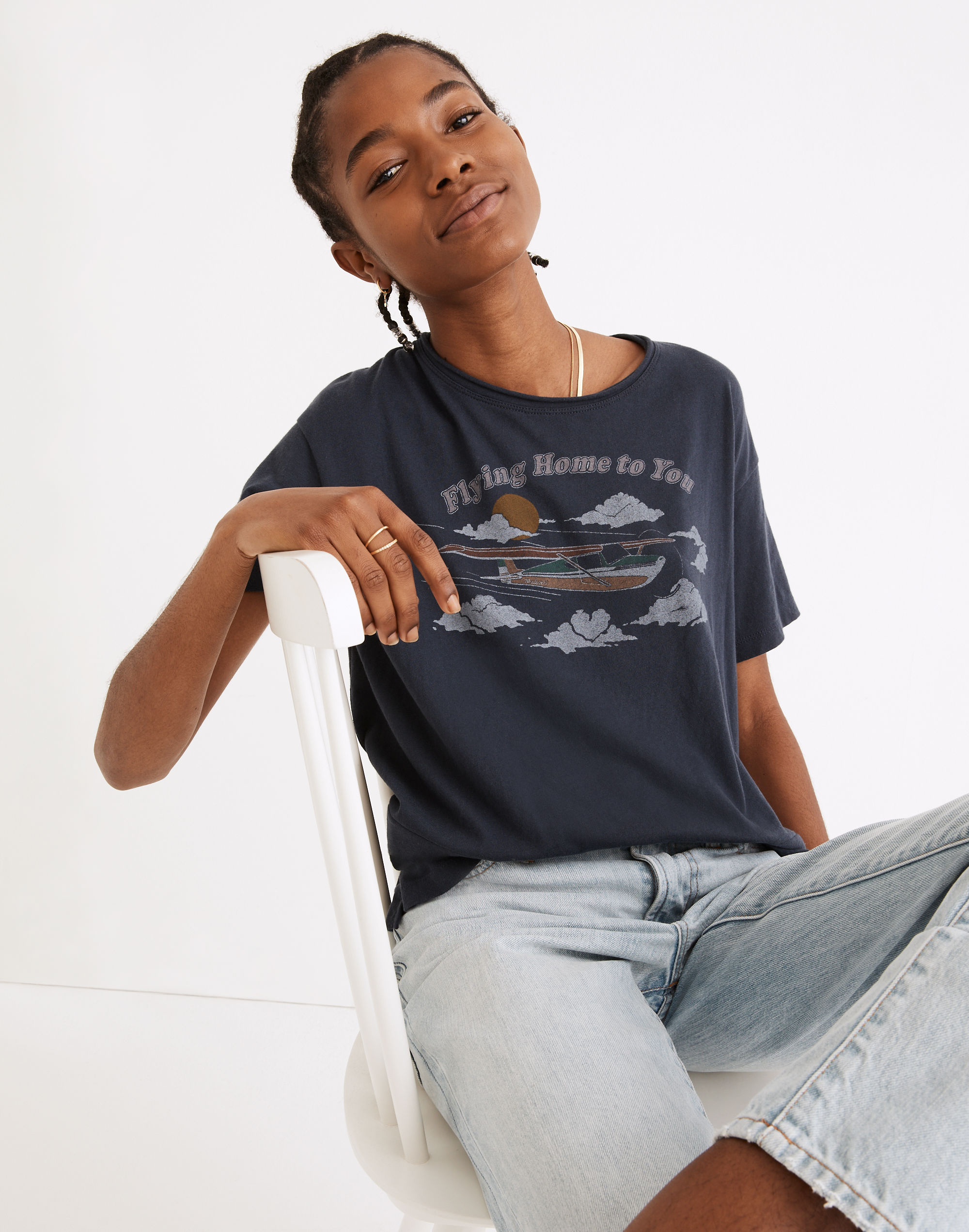Flying Home to You Softfade Cotton Oversized Tee