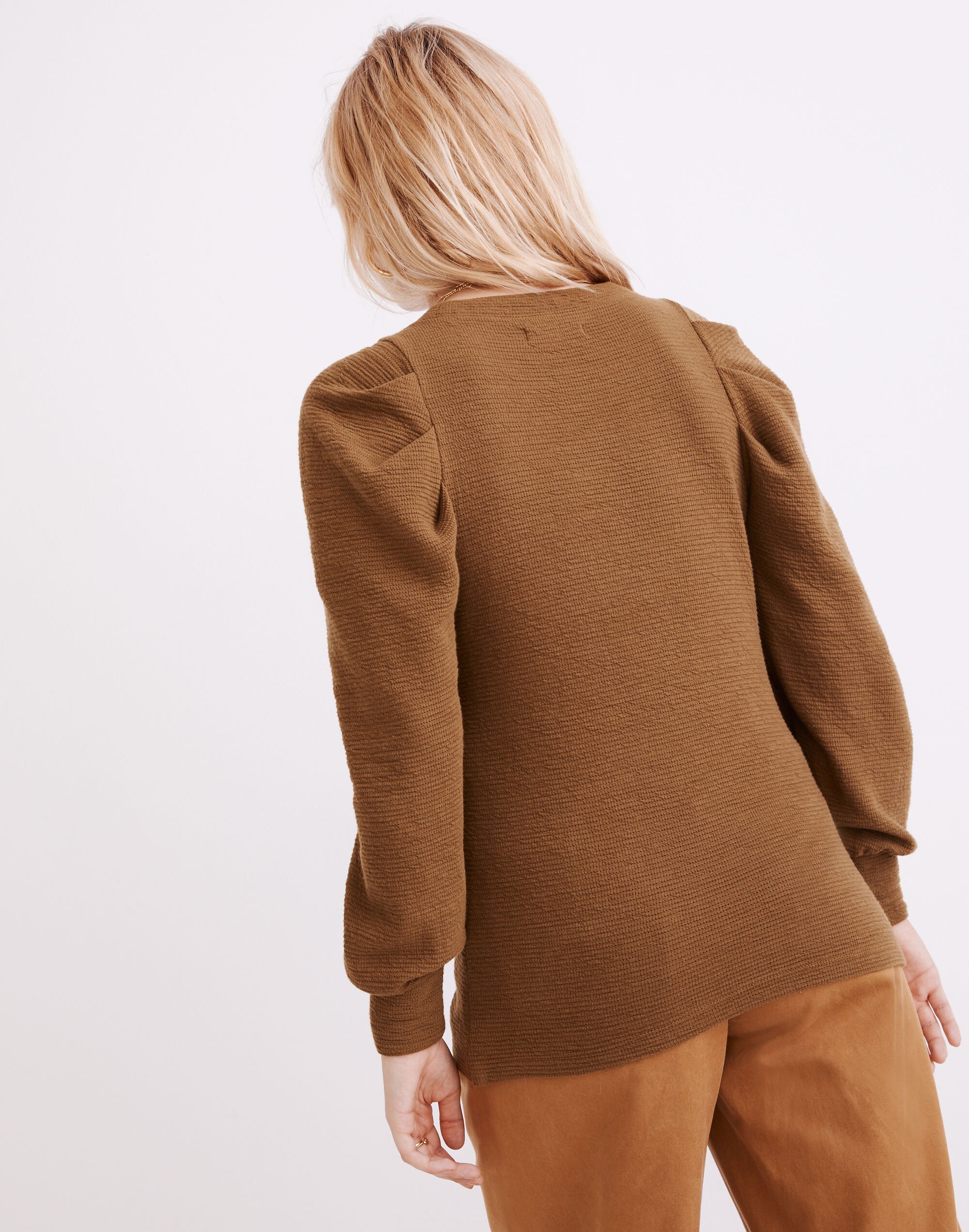 Pleated Statement-Sleeve Top