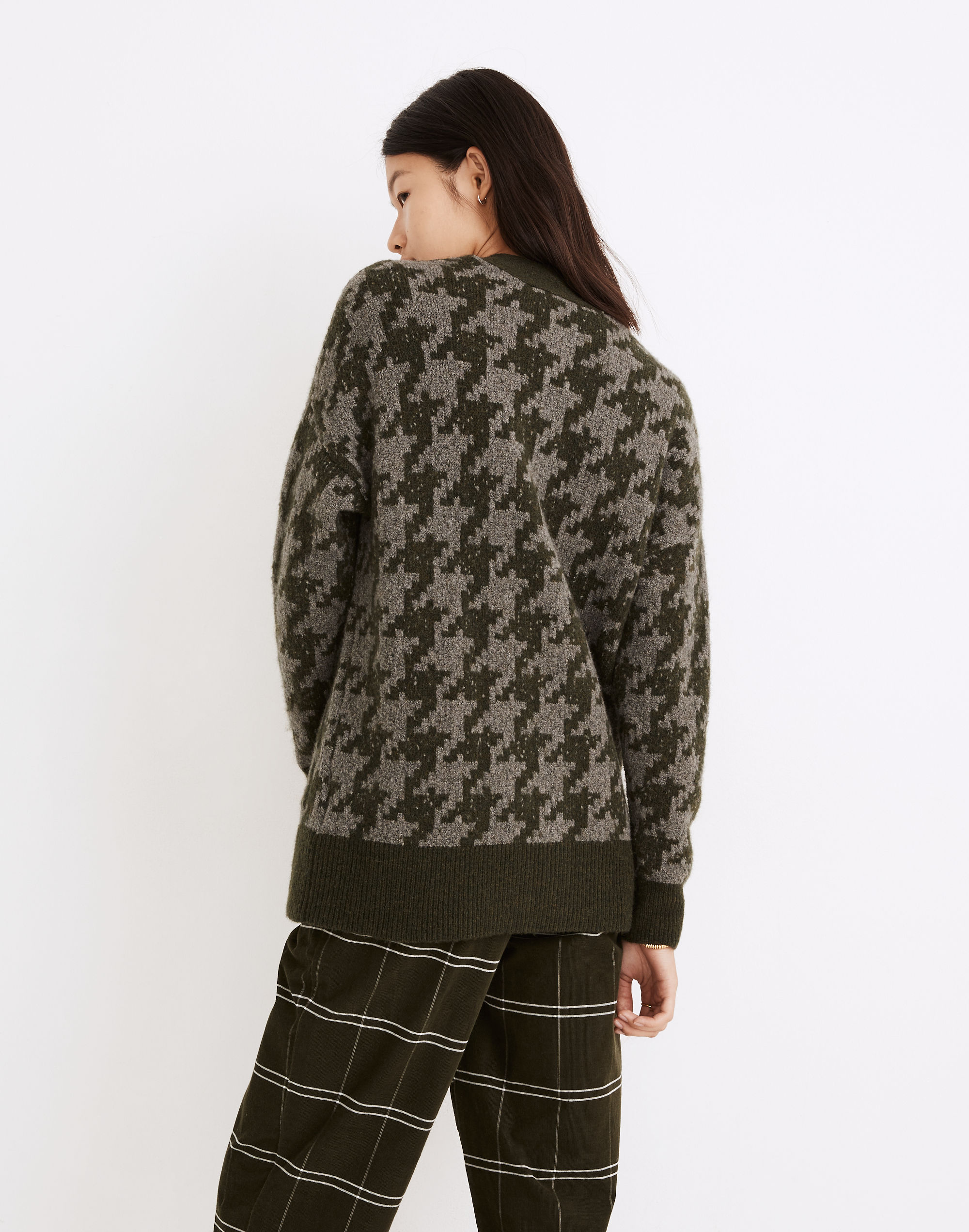 Allston Double-Button Cardigan Sweater in Houndstooth