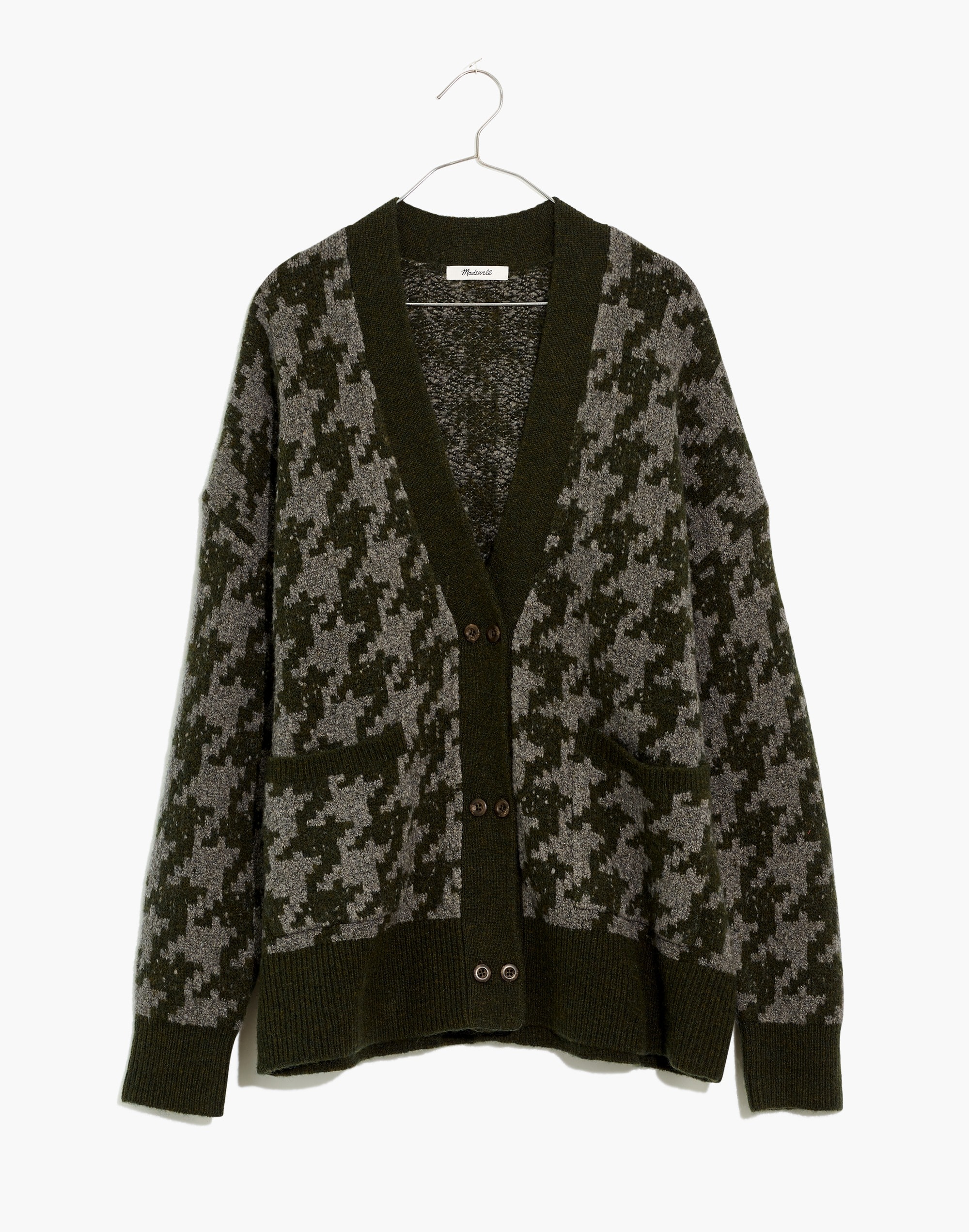 Allston Double-Button Cardigan Sweater in Houndstooth