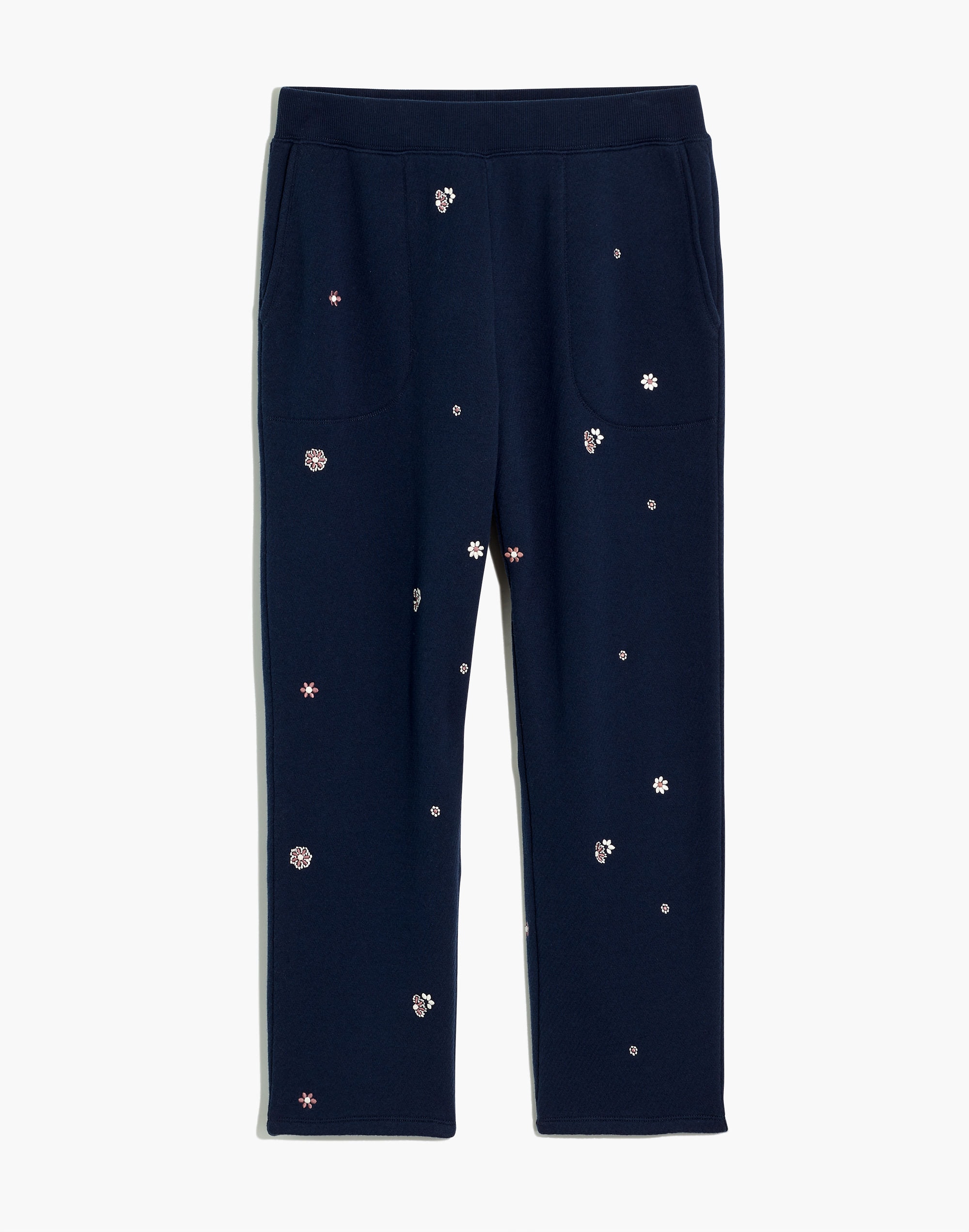 MWL Airyterry Floral Embroidered Tapered Sweatpants: Stitched-Pocket Edition