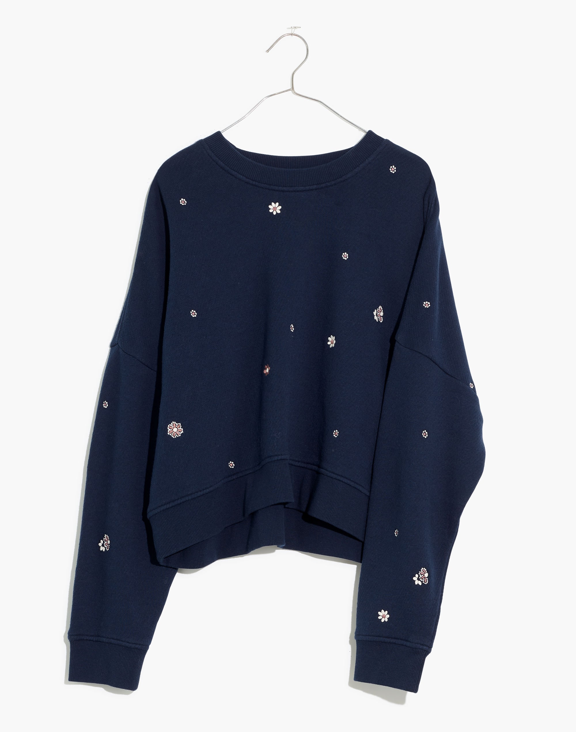 MWL Airyterry Floral Embroidered Crop Sweatshirt