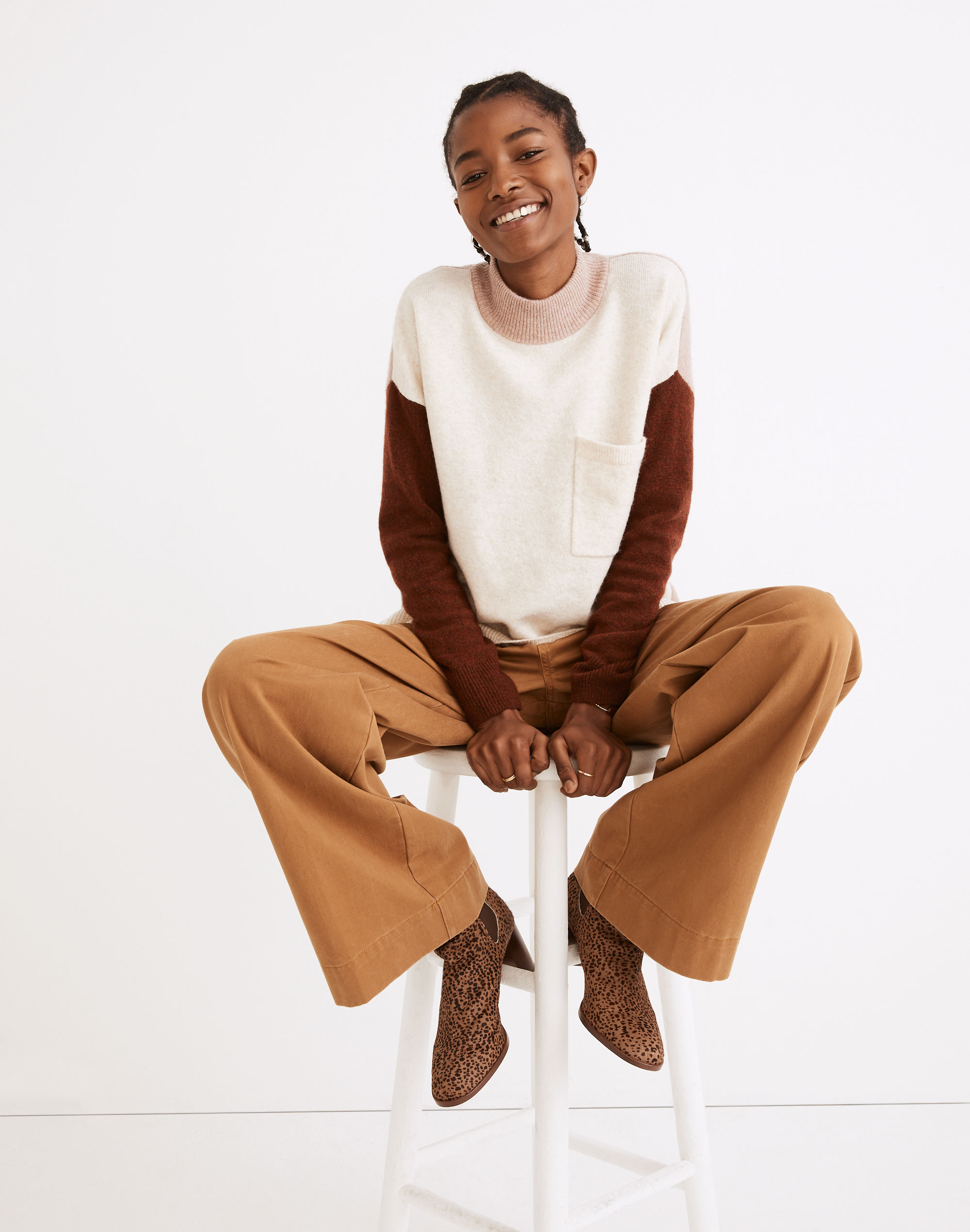 Redmond Mockneck Pocket Sweater in Colorblock