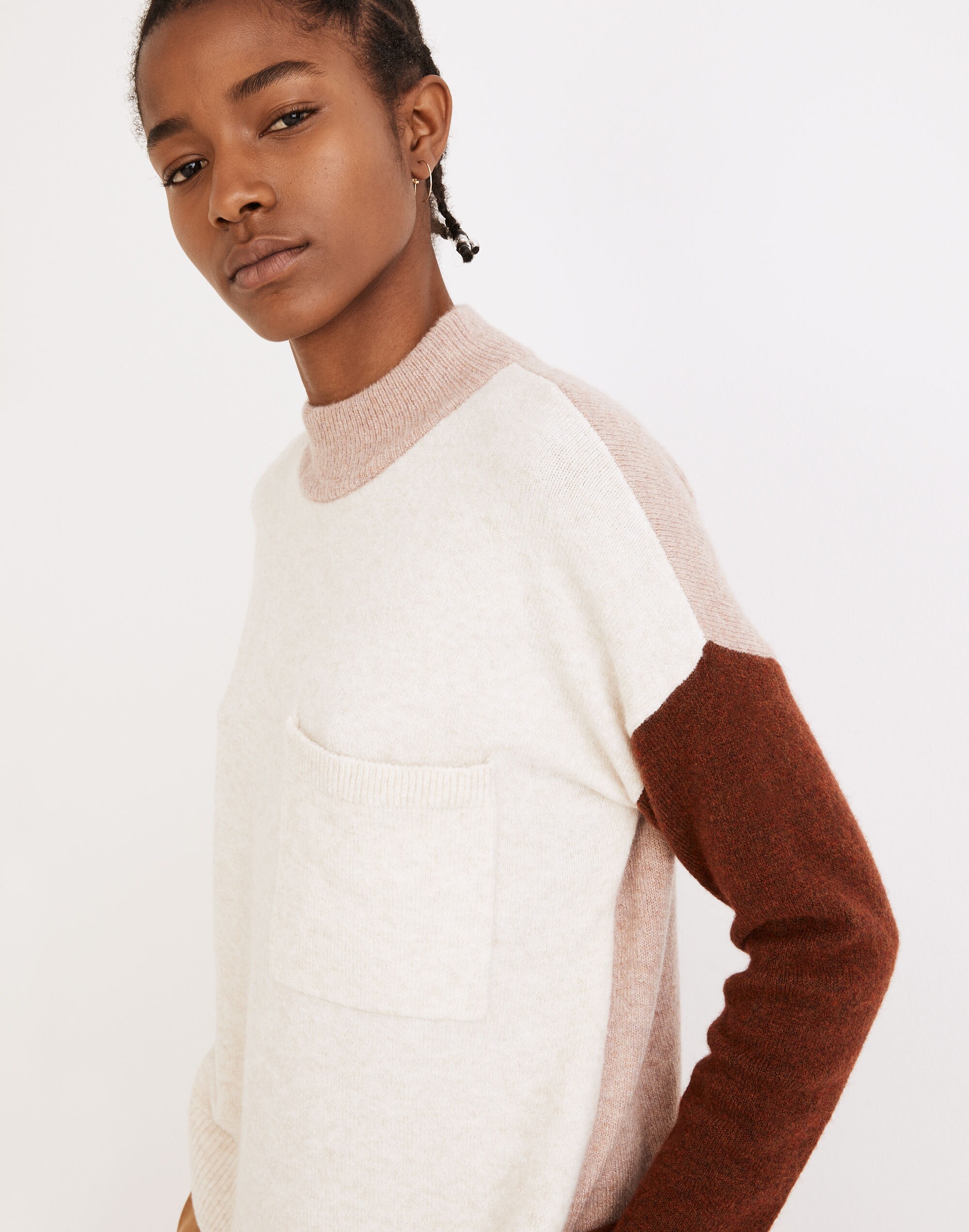Redmond Mockneck Pocket Sweater in Colorblock