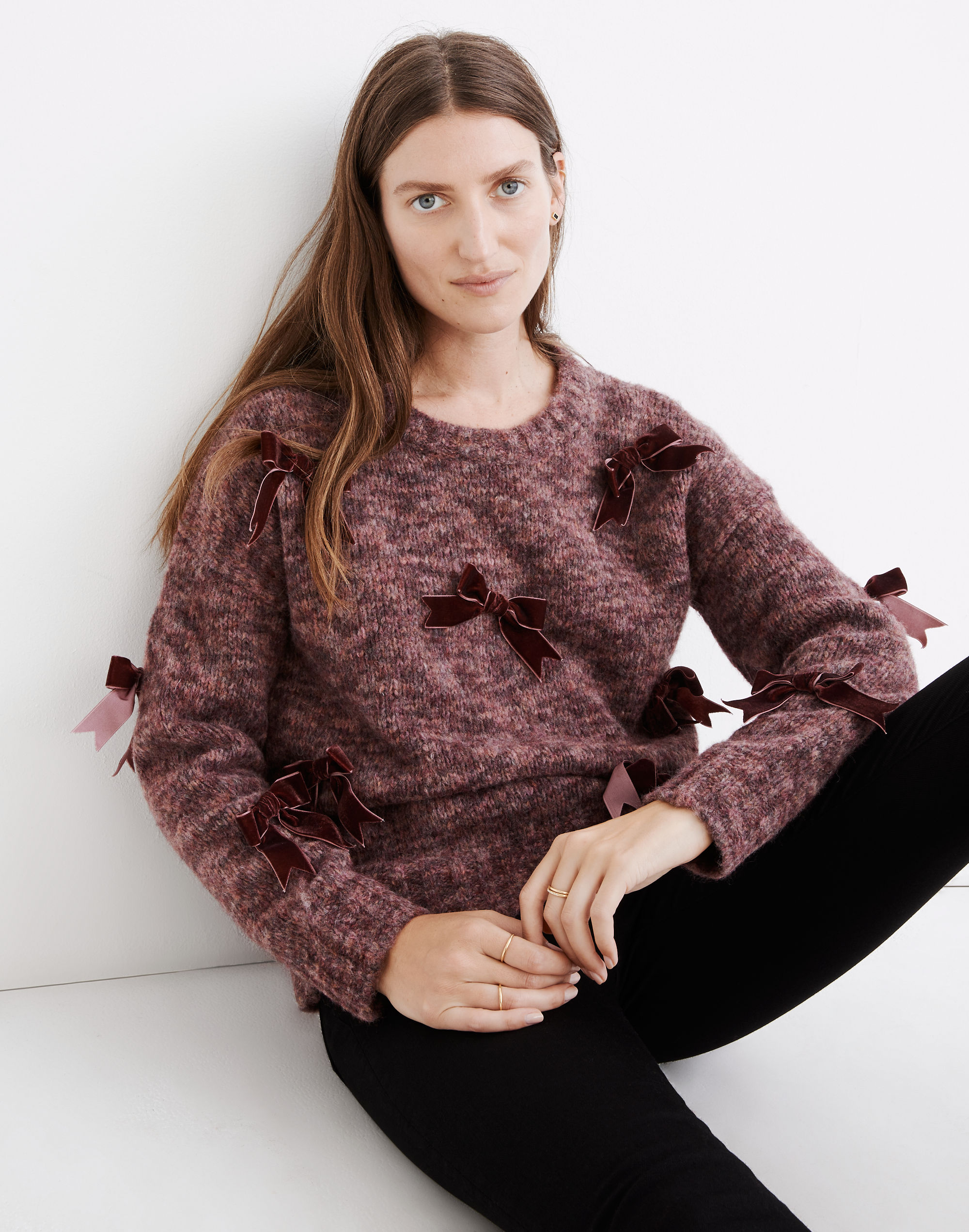 Velvet Bow Pullover Sweater