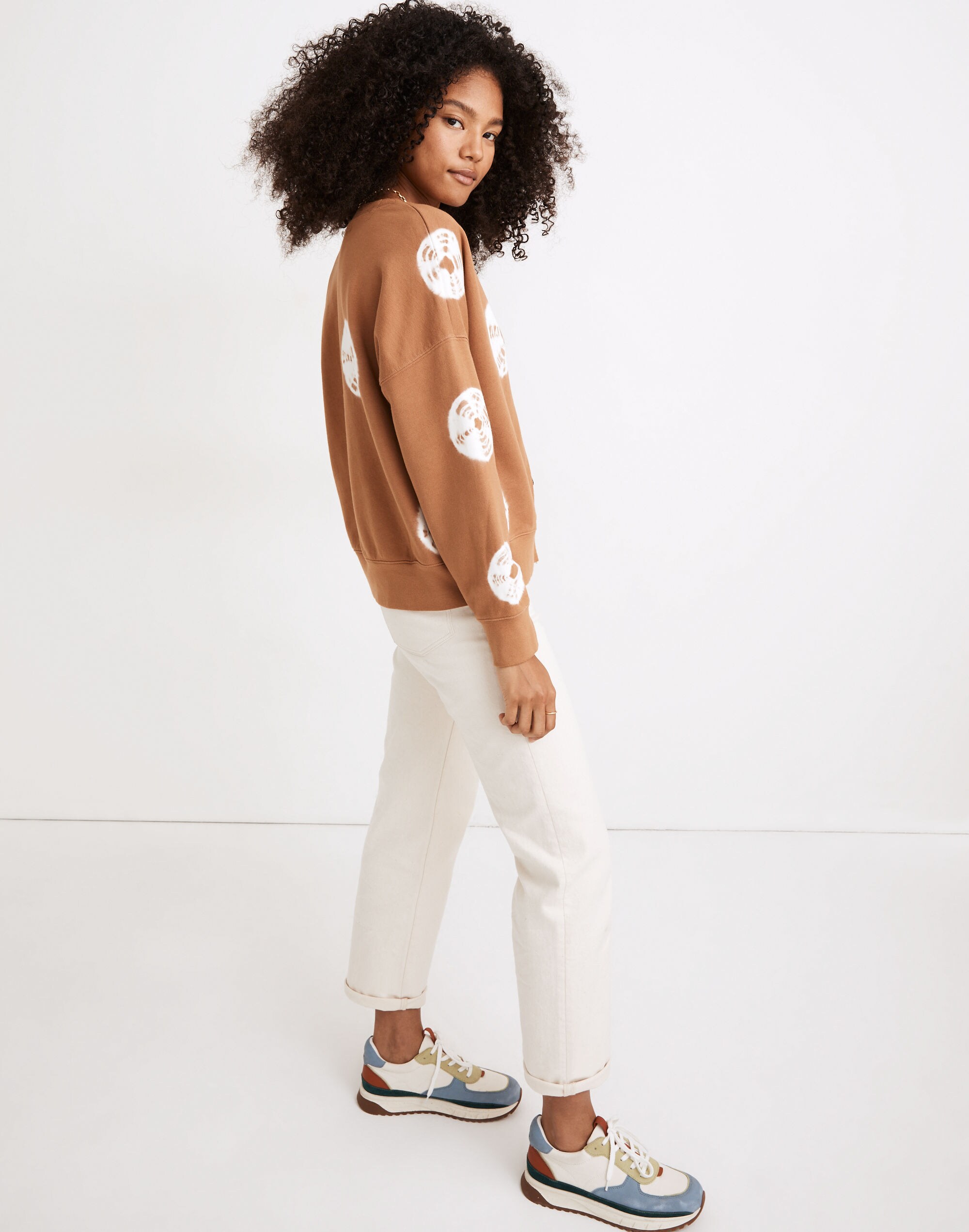 (Re)sourced Cotton Cardigan Sweatshirt in Tie-Dye Dot