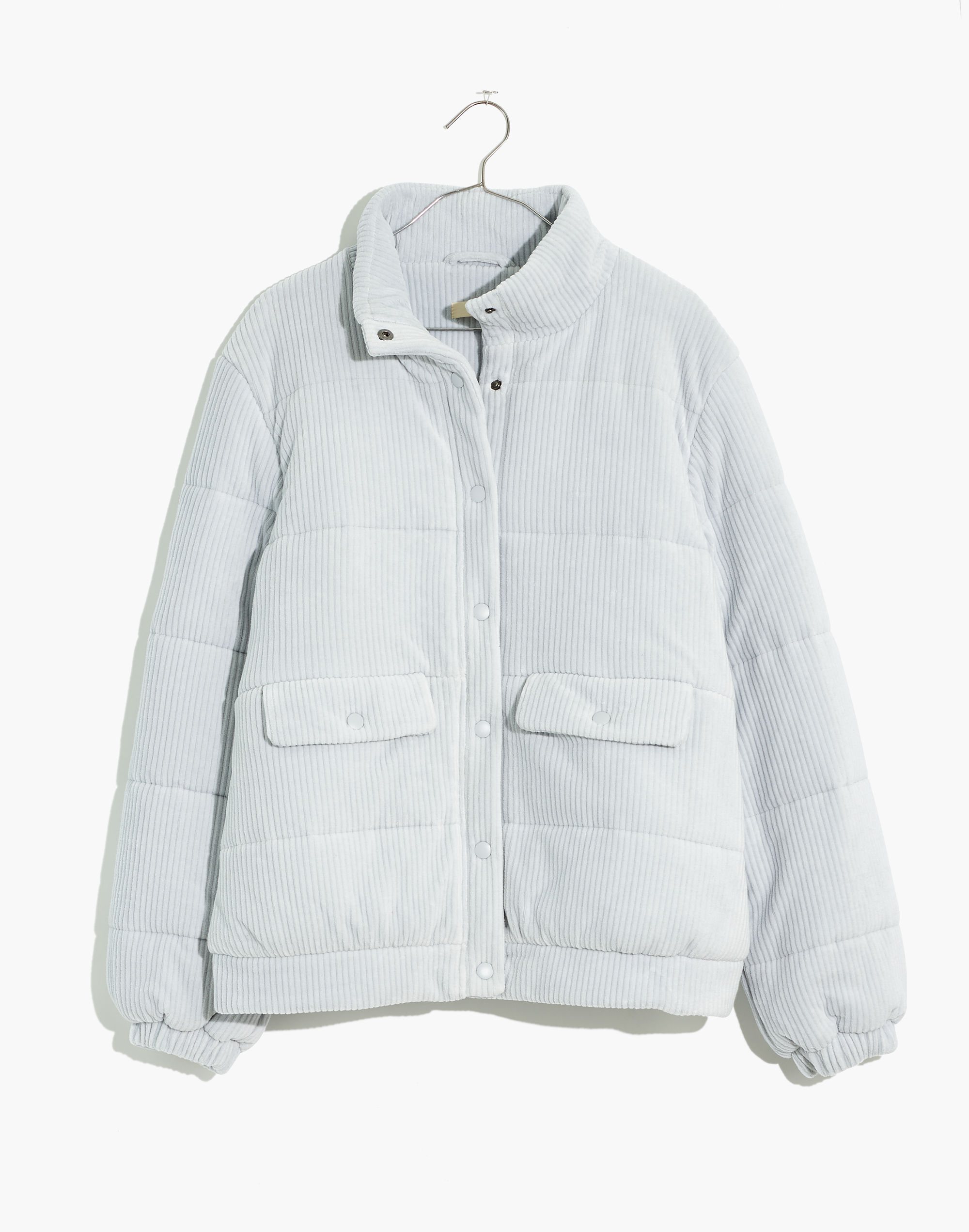 Snap-Front Sweatshirt Puffer Jacket