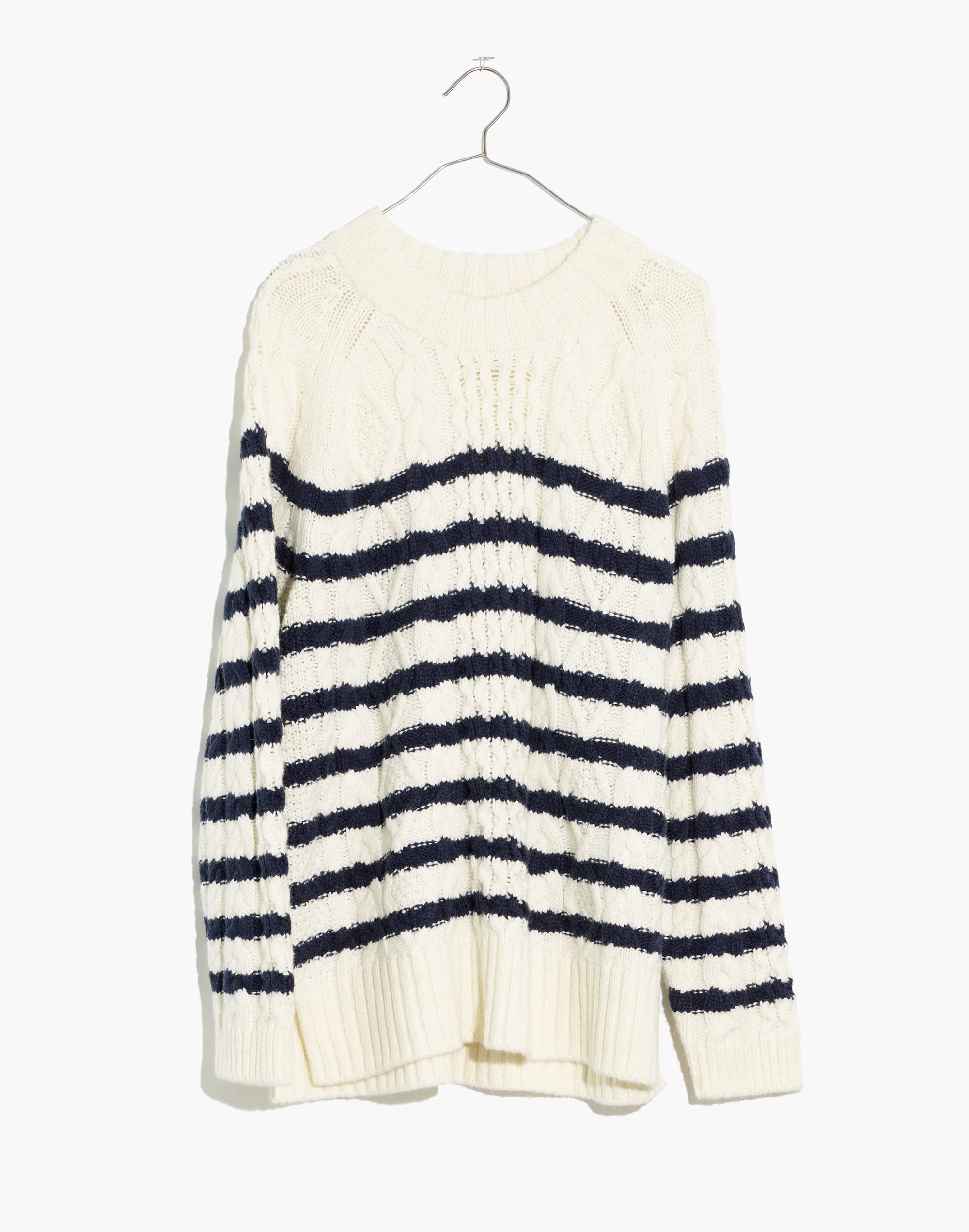 Linelle Cableknit Pullover Sweater in Stripe
