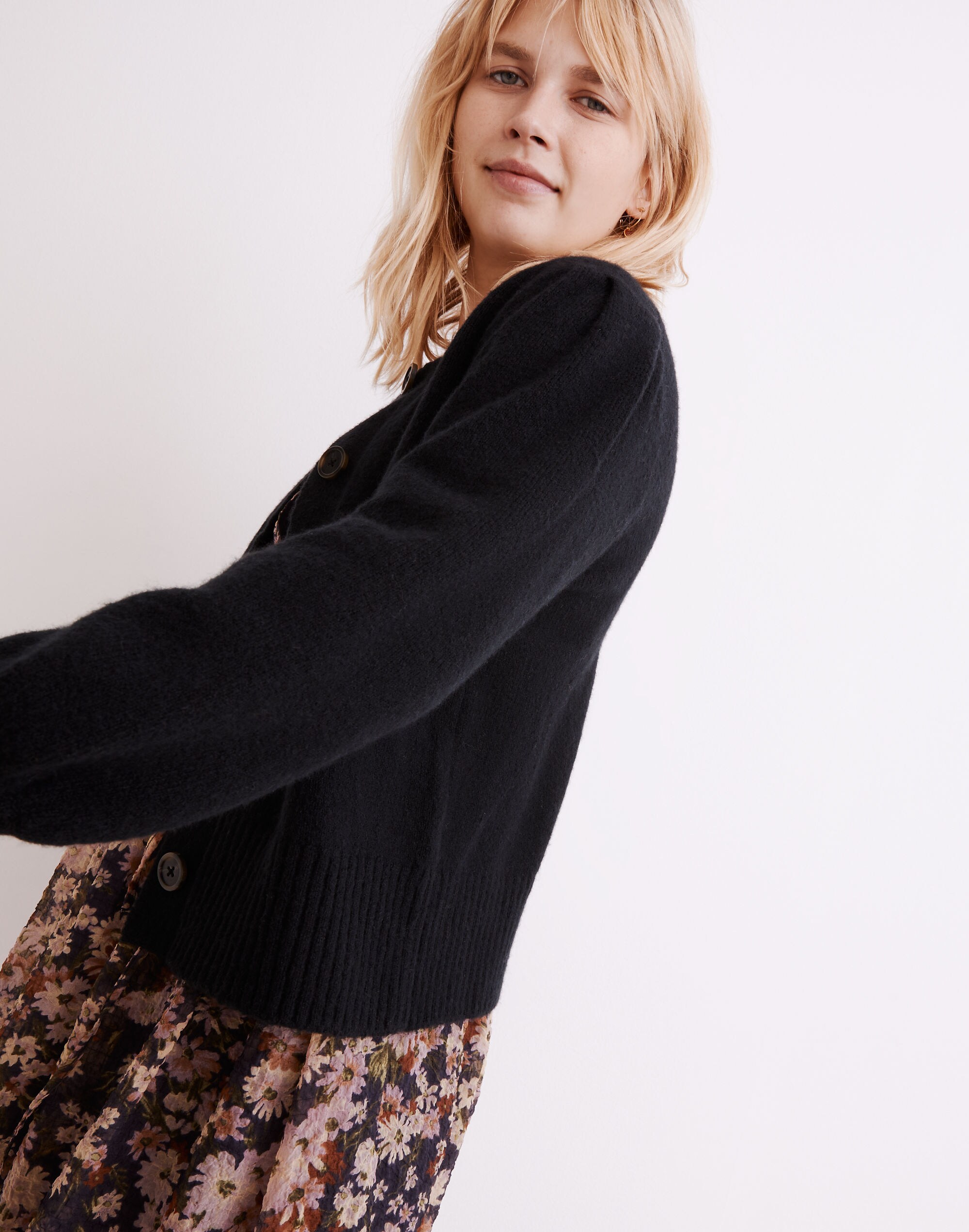 Edencroft Pleat-Sleeve Cardigan Sweater