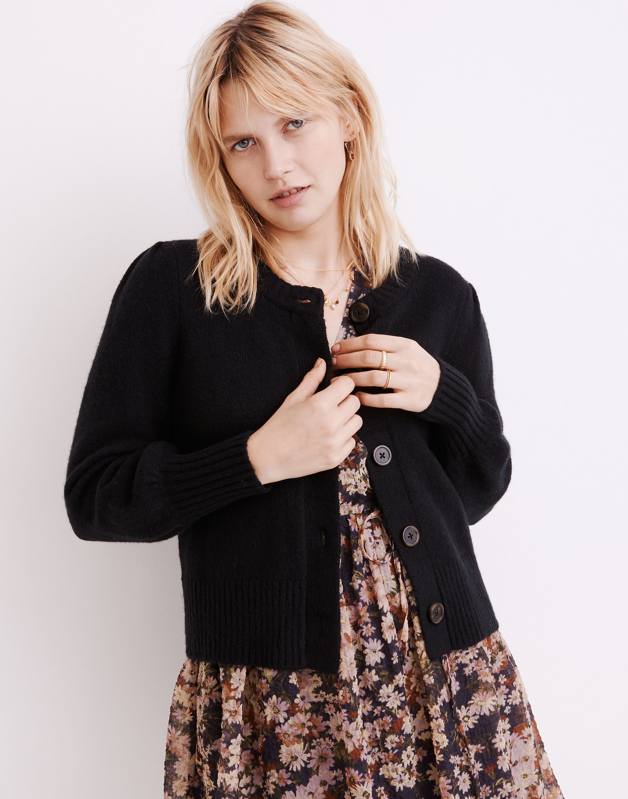 Edencroft Pleat-Sleeve Cardigan Sweater