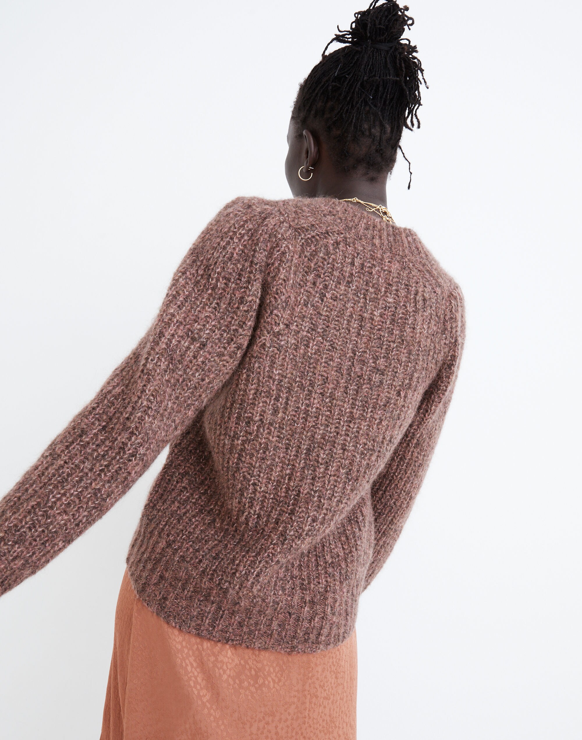 Willowbend V-Neck Pleat-Sleeve Cardigan Sweater