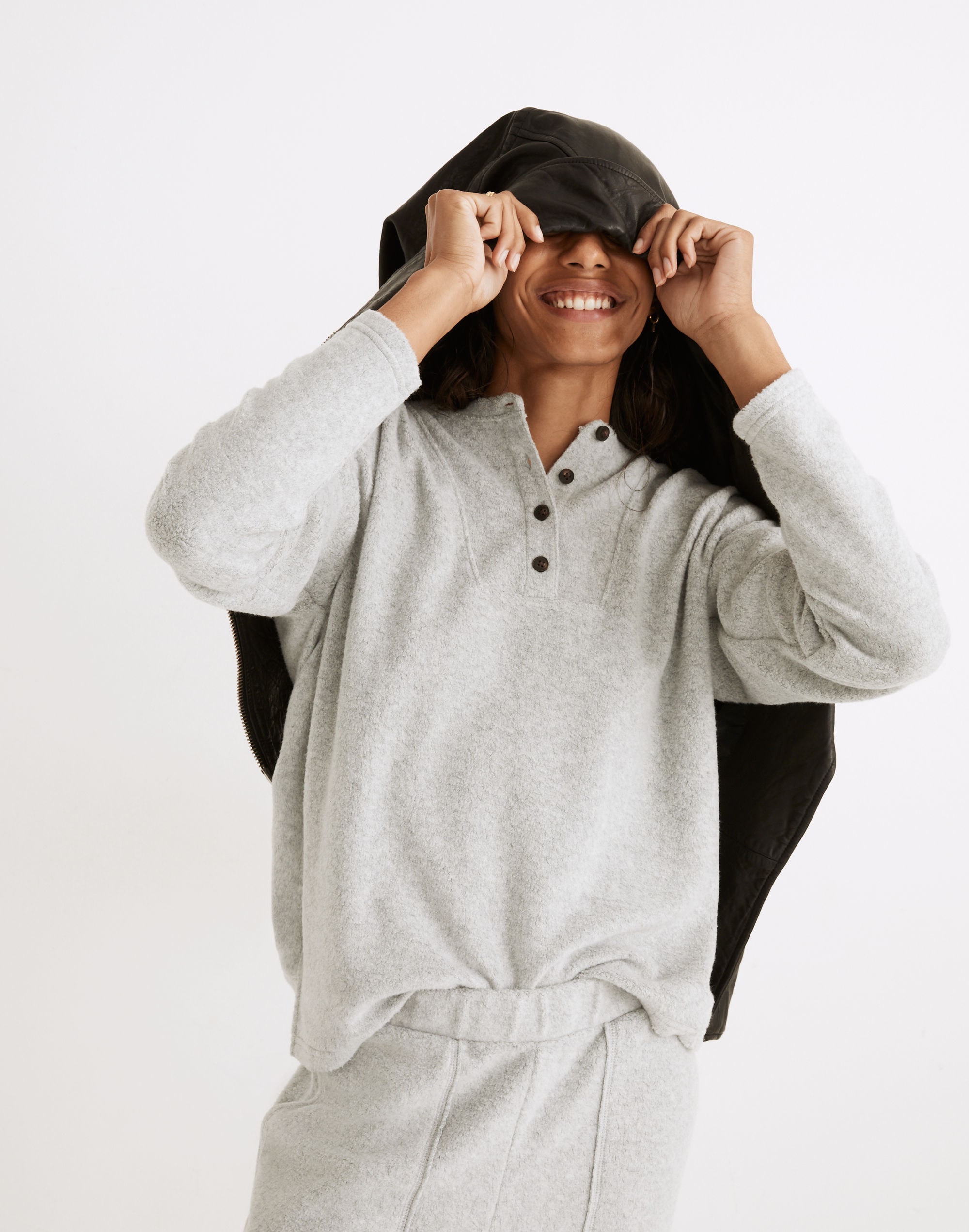 mwl cozybrushed henley top