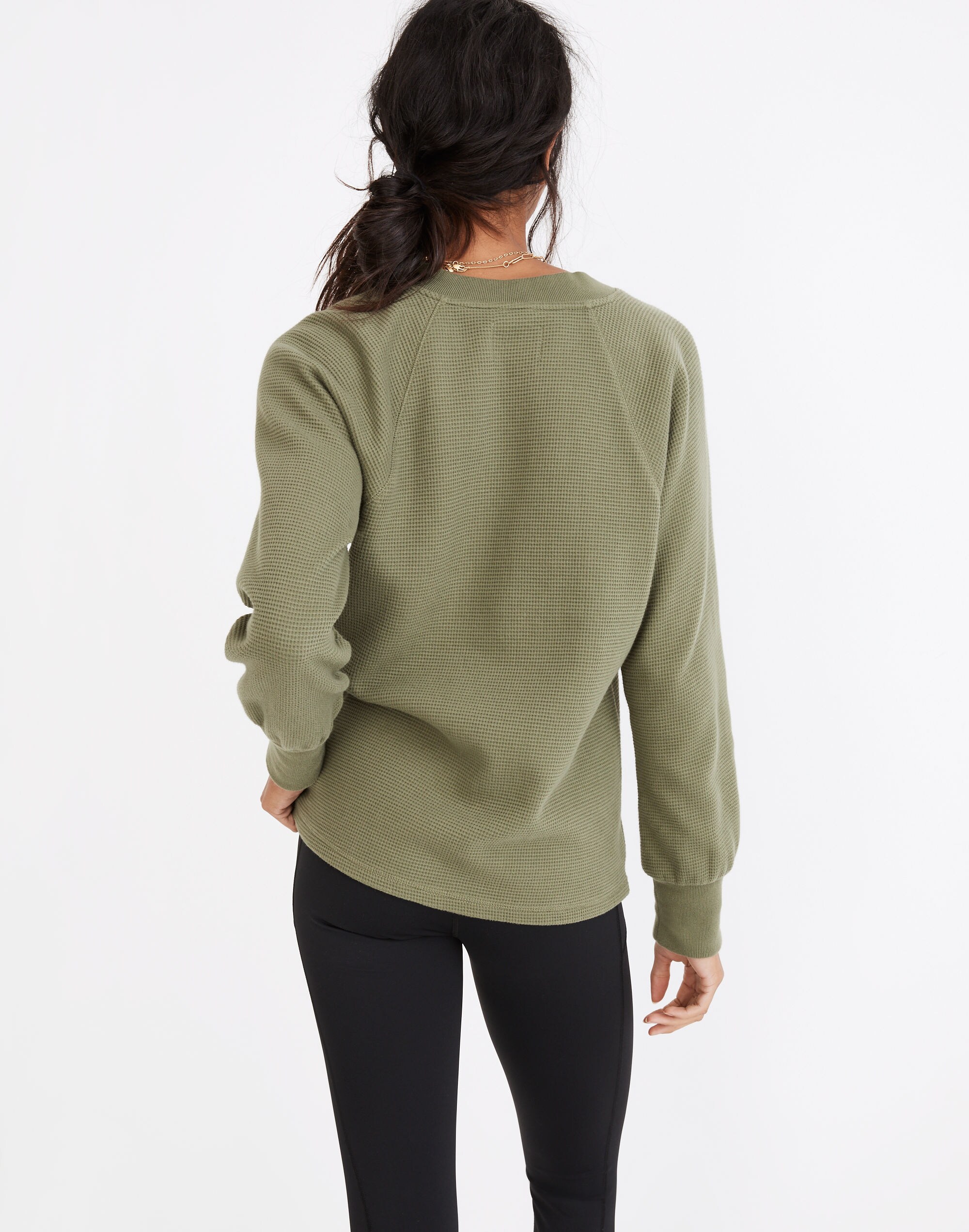 MWL Textured Waffle V-Neck Henley Sweatshirt