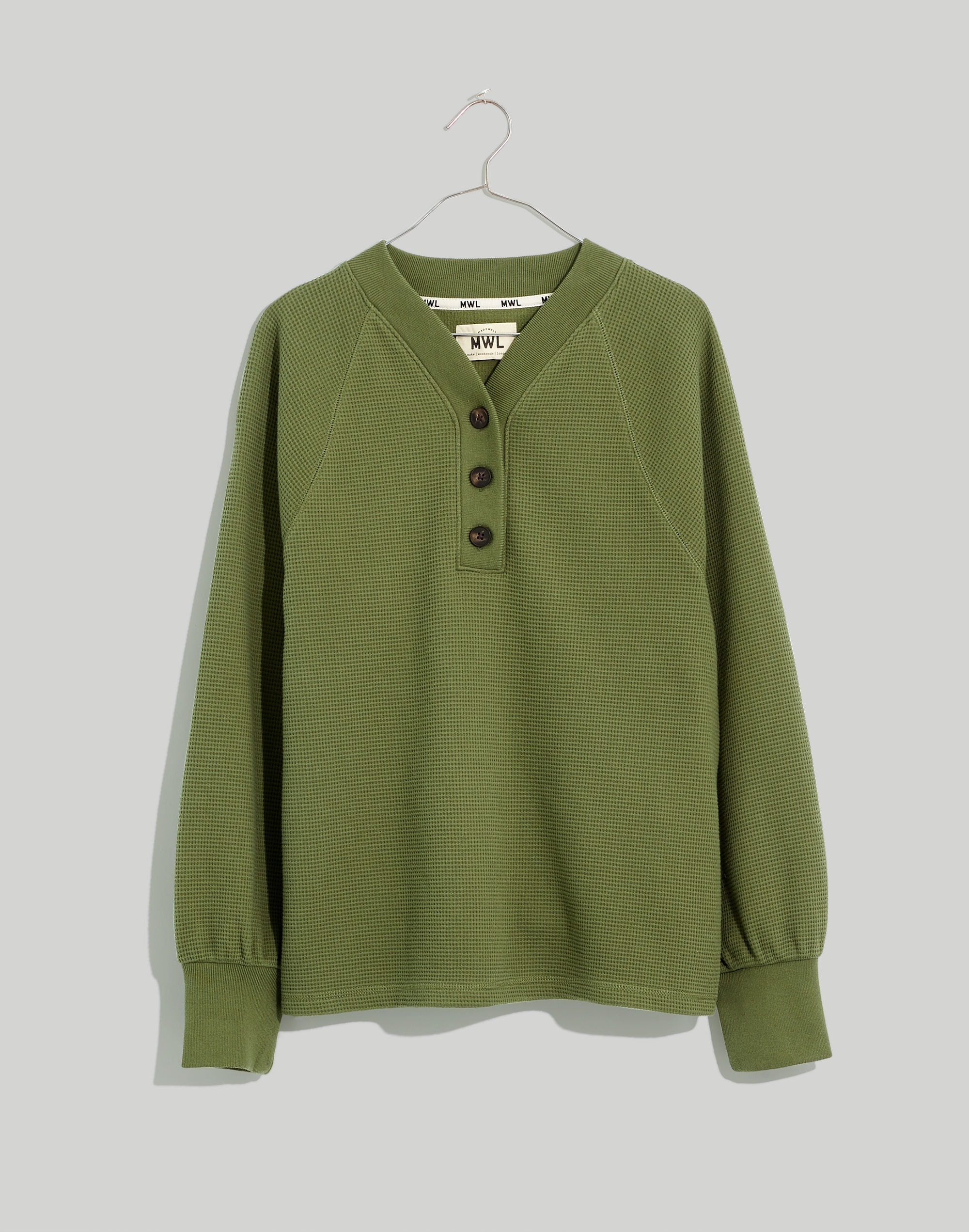 MWL Textured Waffle V-Neck Henley Sweatshirt