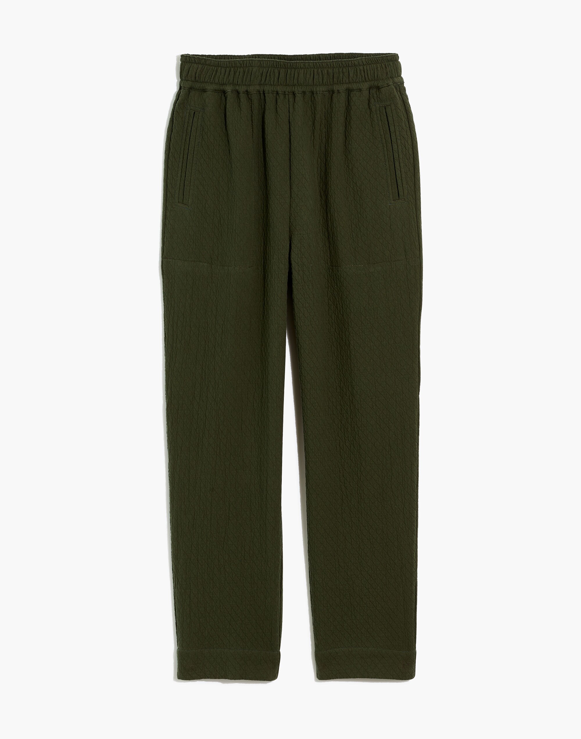 Pull-On High-Rise Tapered Pants in Diamond Jacquard