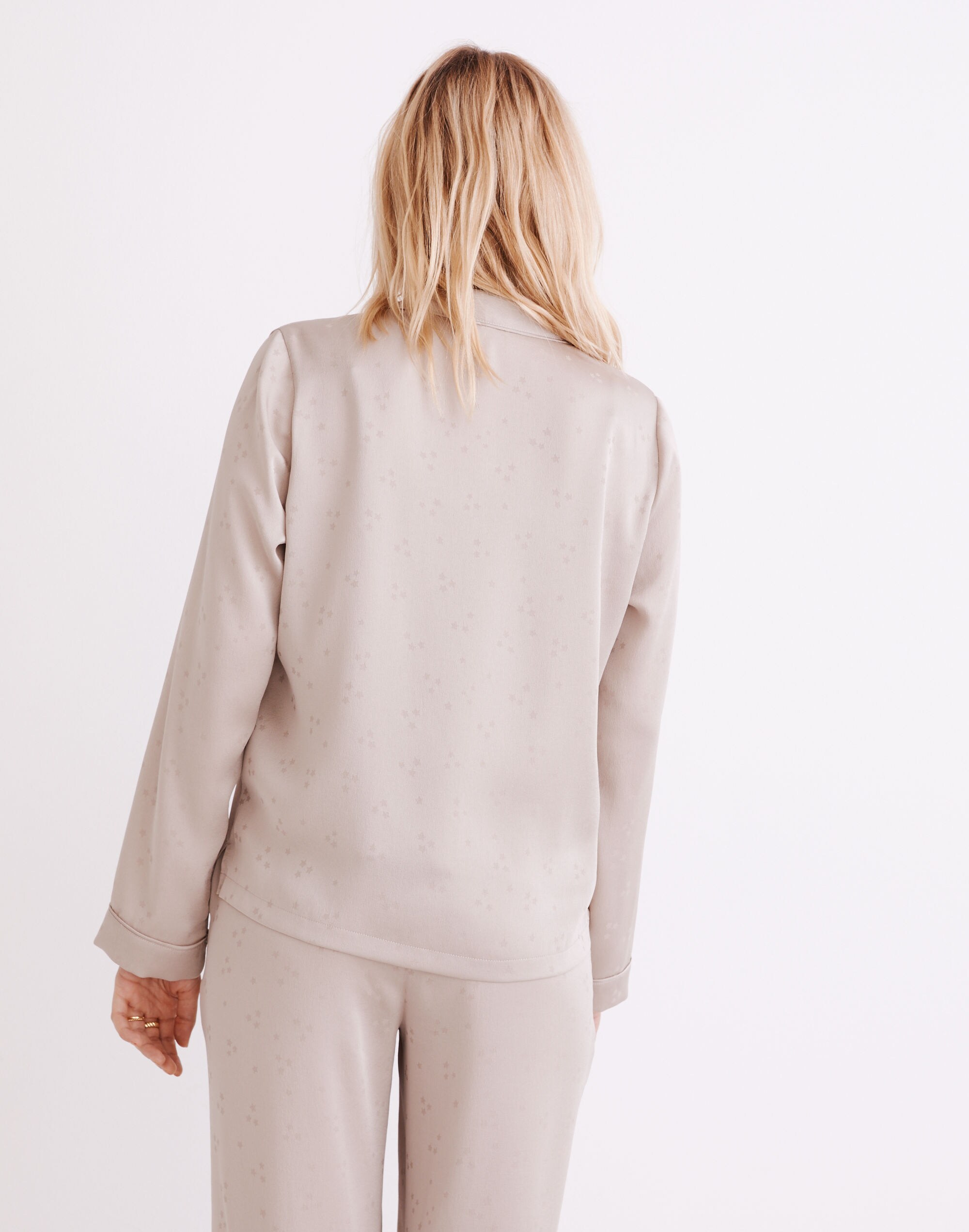 Night Stars Satin Bedtime Long-Sleeve Pajama Top