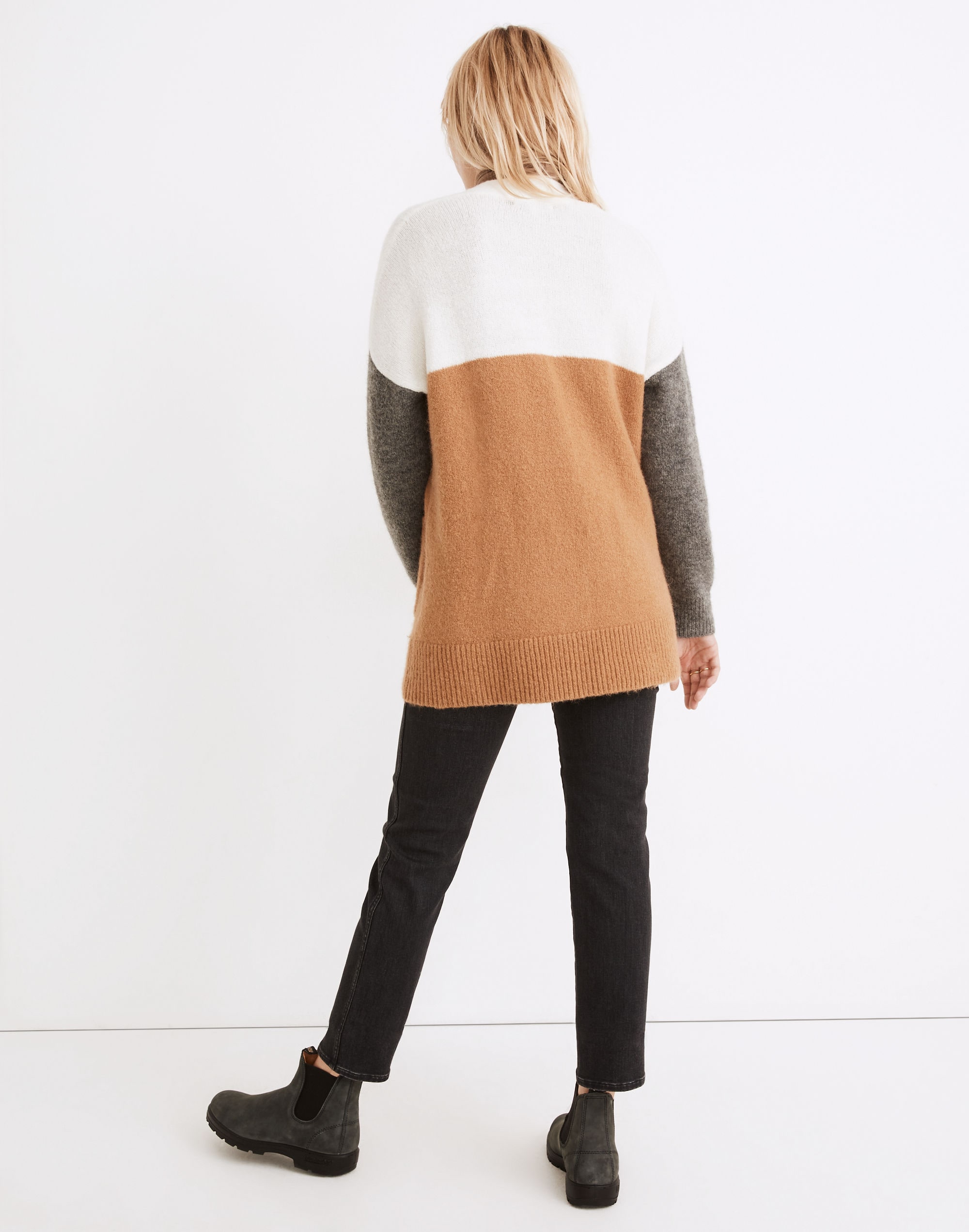 Allston Double-Button Cardigan Sweater in Colorblock