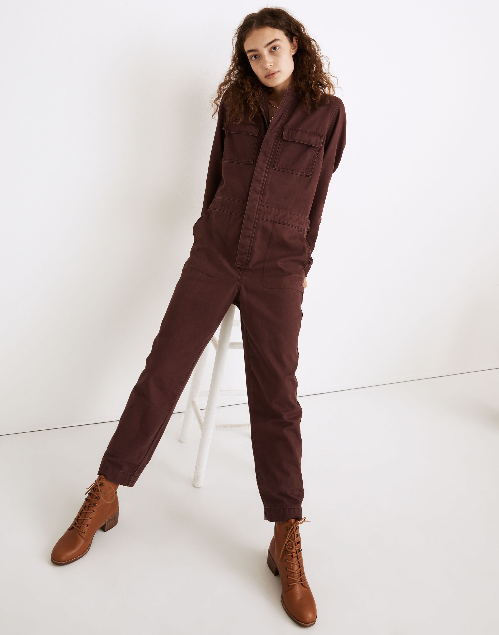Warm-Brushed Signature Coverall Jumpsuit