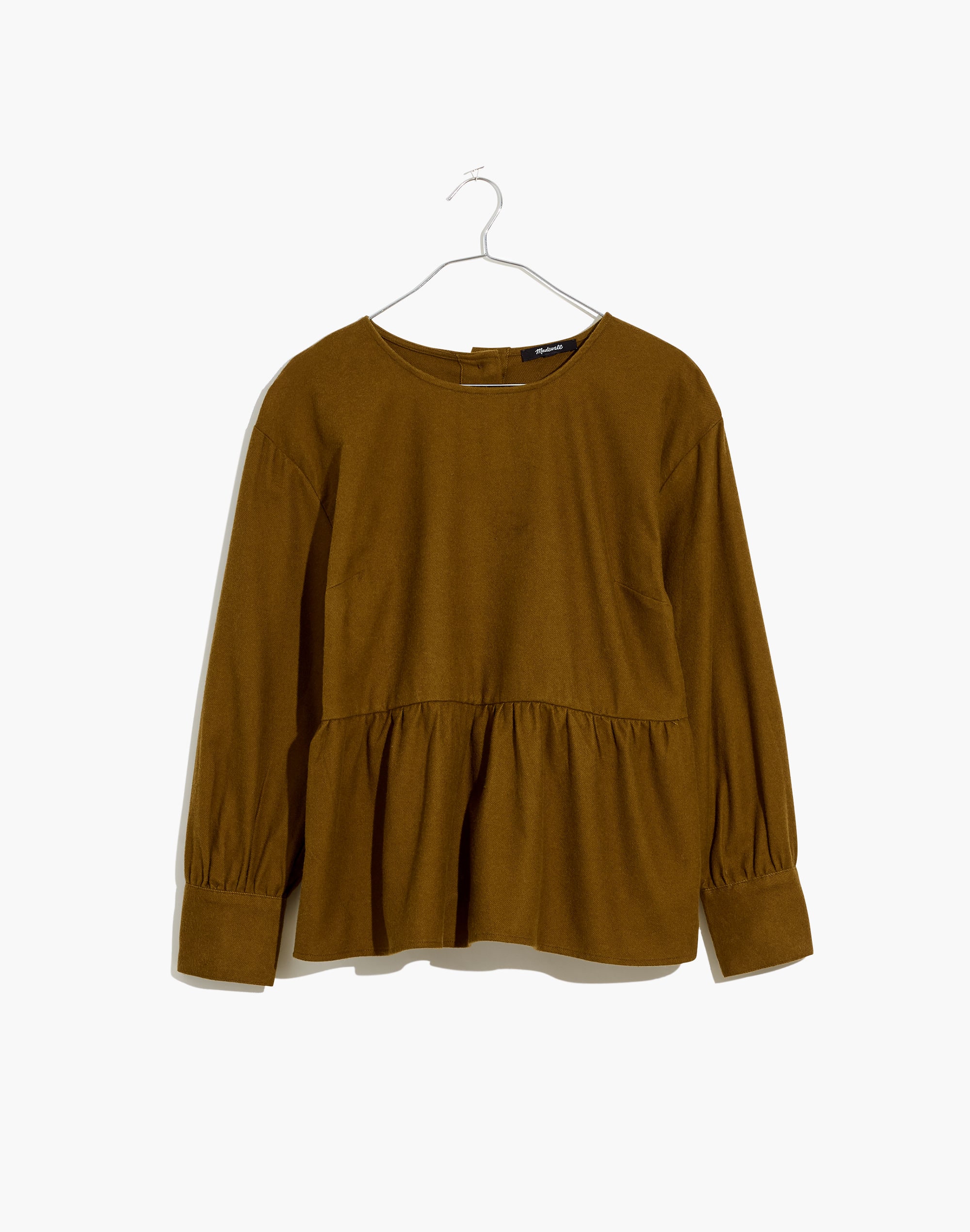 Flannel Button-Back Peplum Top