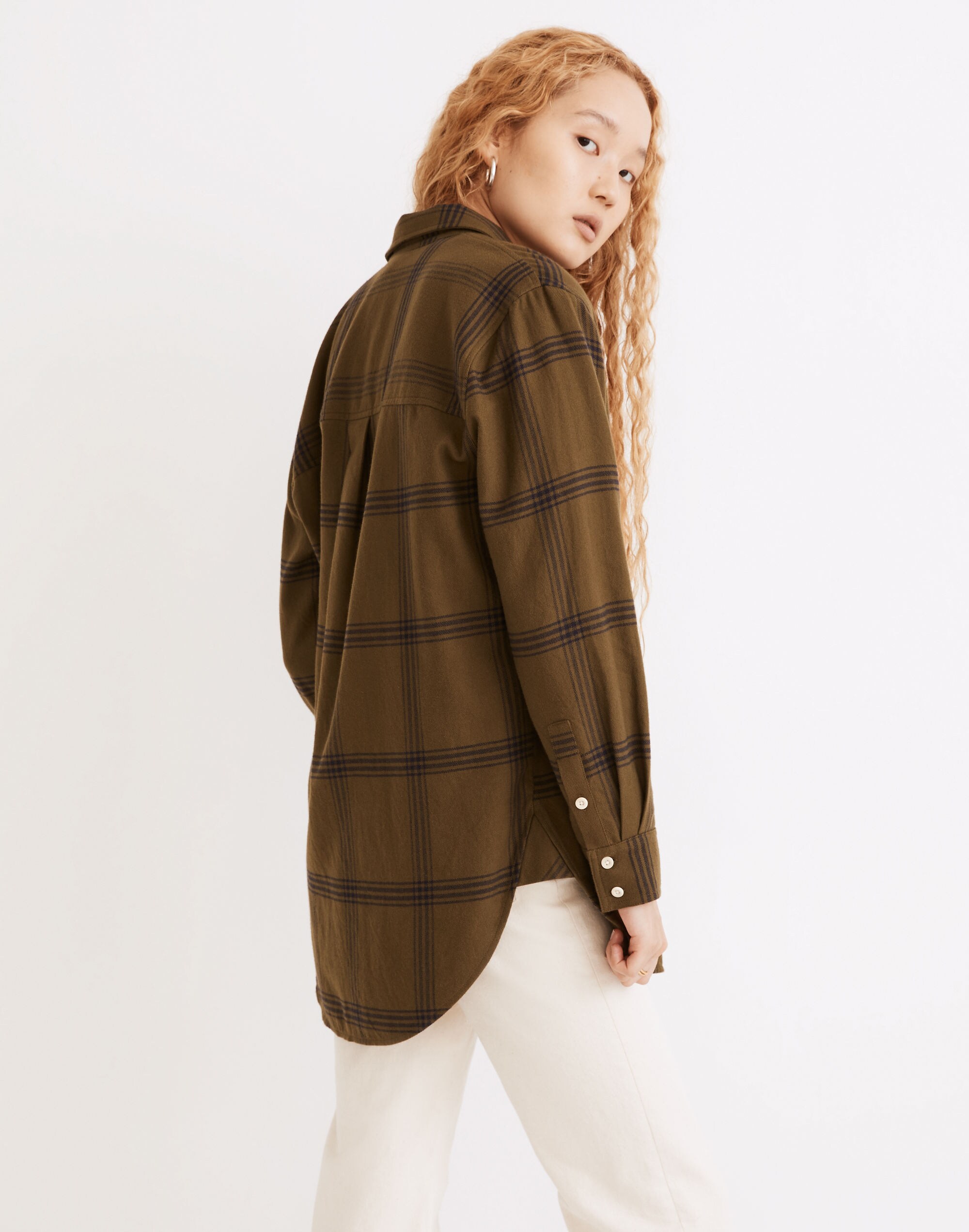 Flannel Oversized Ex-Boyfriend Tunic Shirt in Windowpane