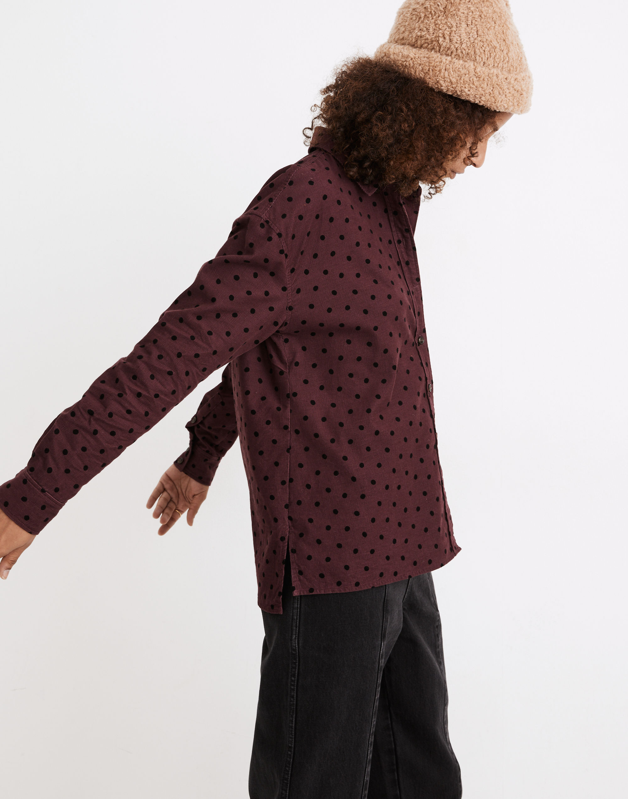 Shirred Corduroy Westlake Shirt in Oval Dot