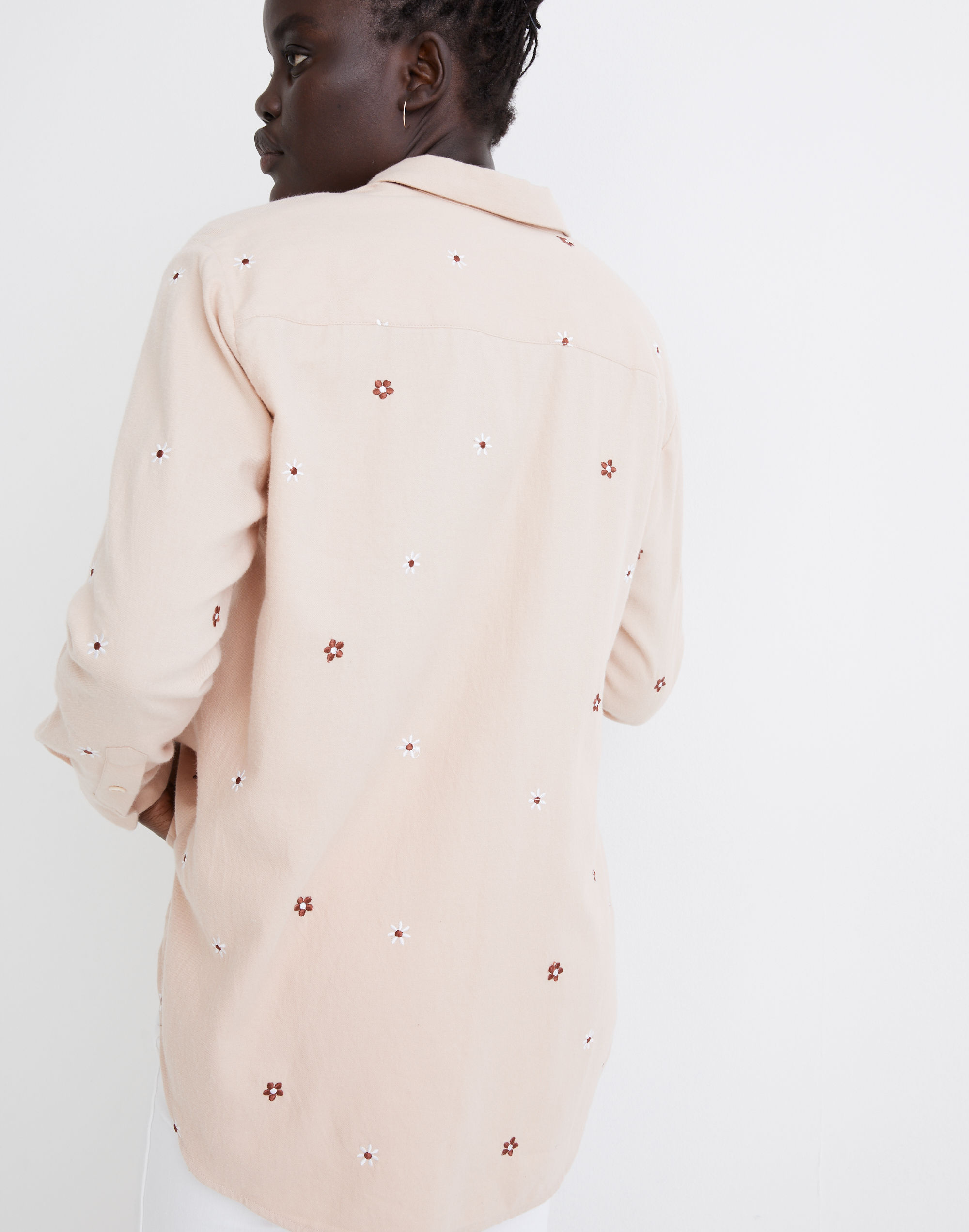 Daisy Embroidered Flannel Classic Ex-Boyfriend Shirt