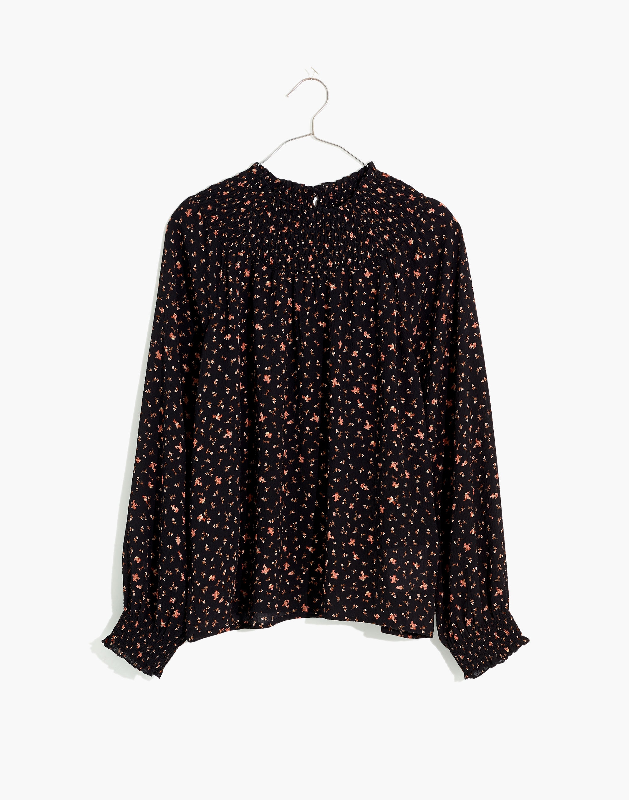 Smocked-Neck Ruffle Top in Stem Scatter