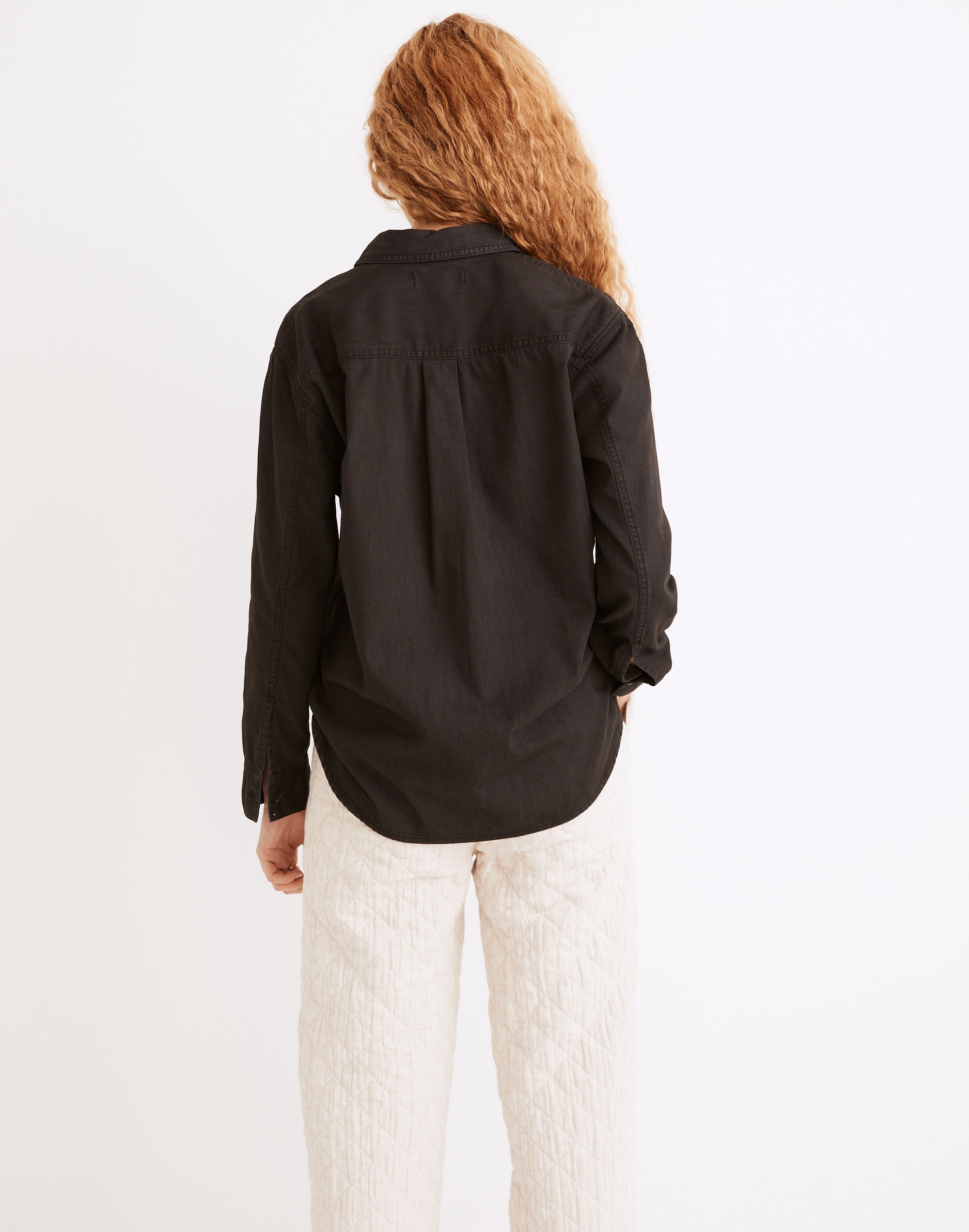 Denim Oversized Ex-Boyfriend Shirt in Lunar Wash