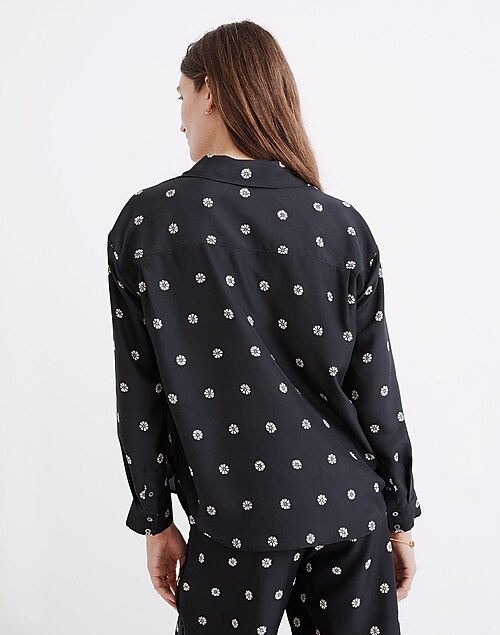 Silk Pajama Shirt in Bloom Dot