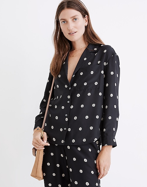 Silk Pajama Shirt in Bloom Dot
