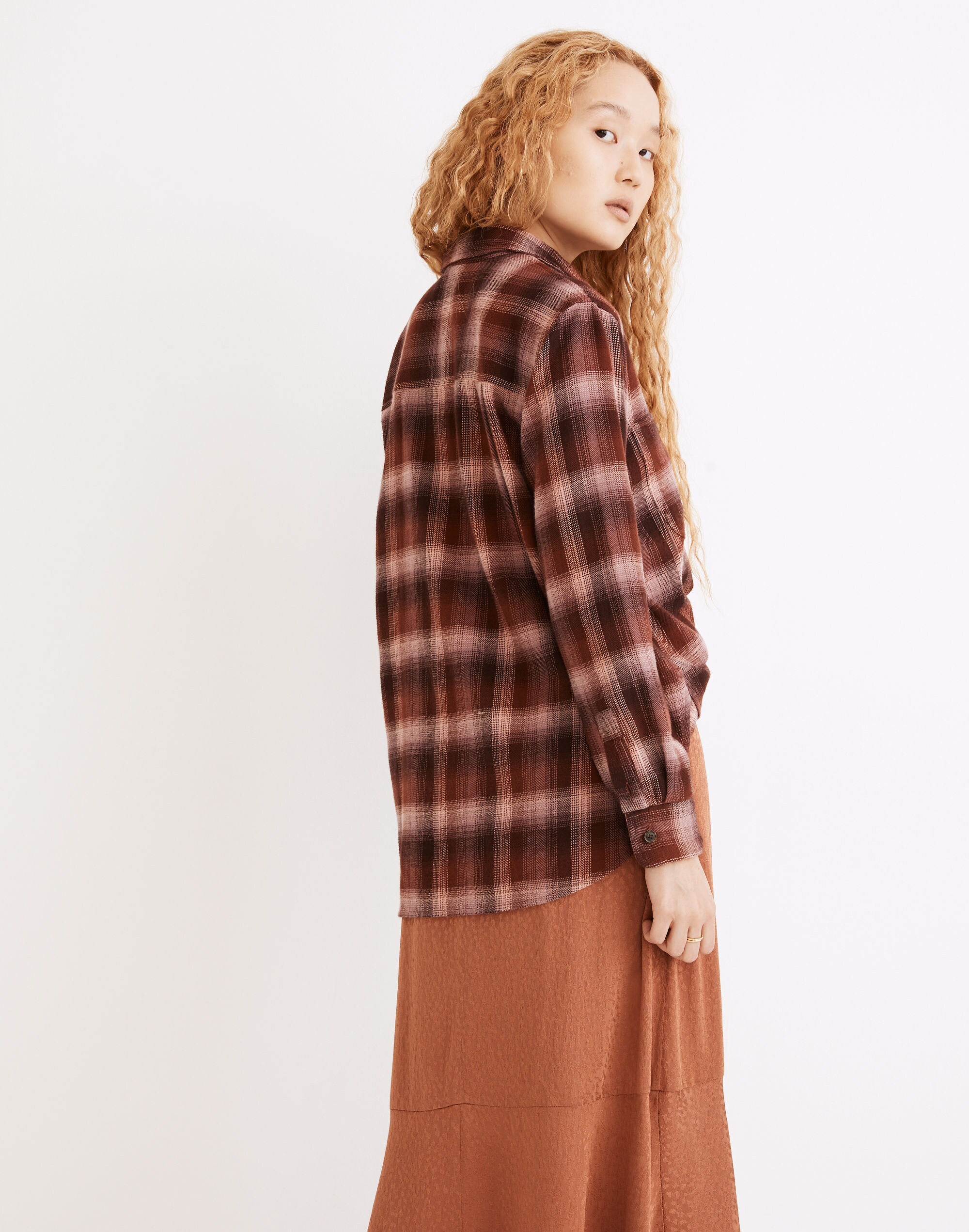 Flannel Oversized Ex-Boyfriend Swing Shirt in Buffalo Check