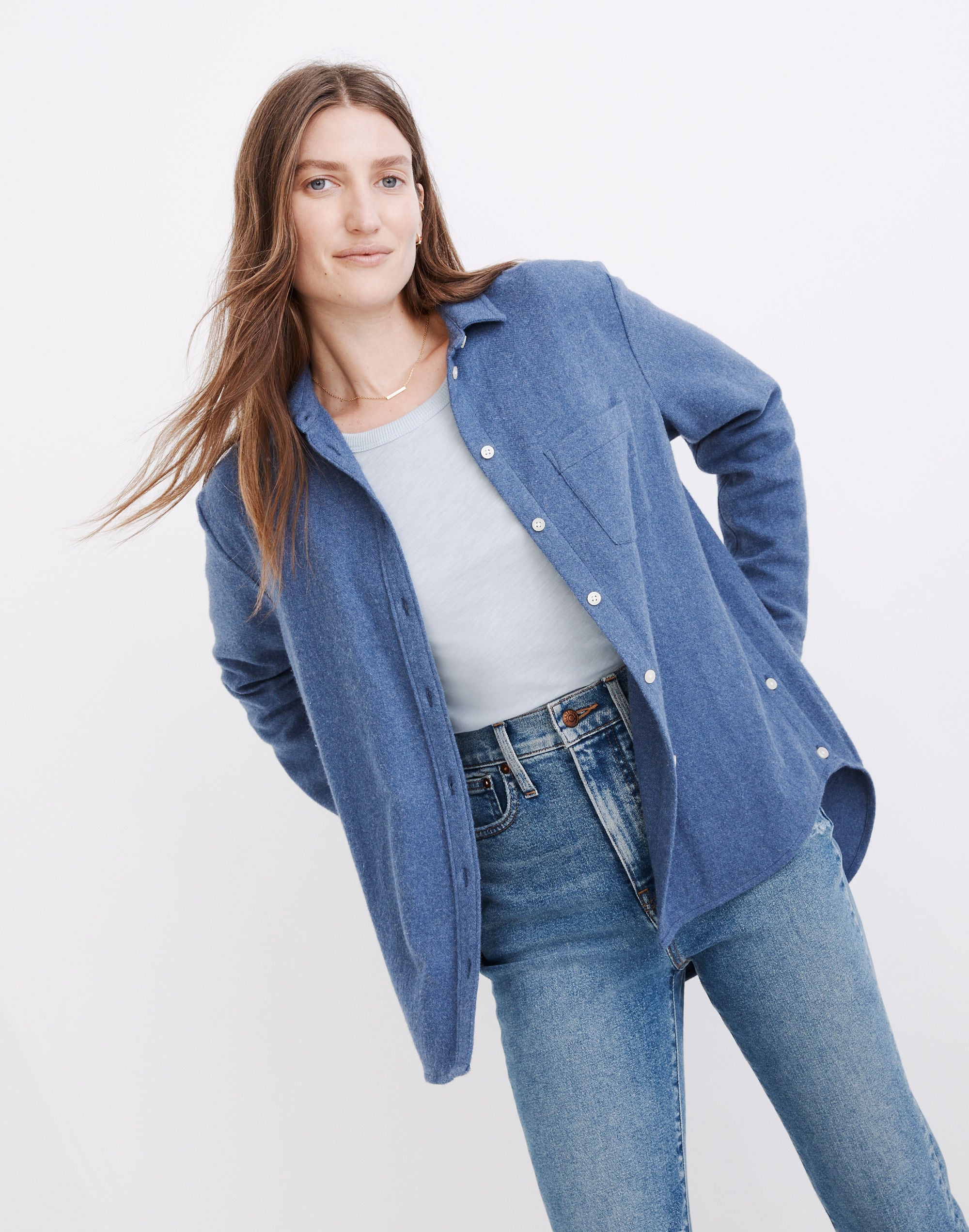 Flannel Side-Button Oversized Ex-Boyfriend Shirt