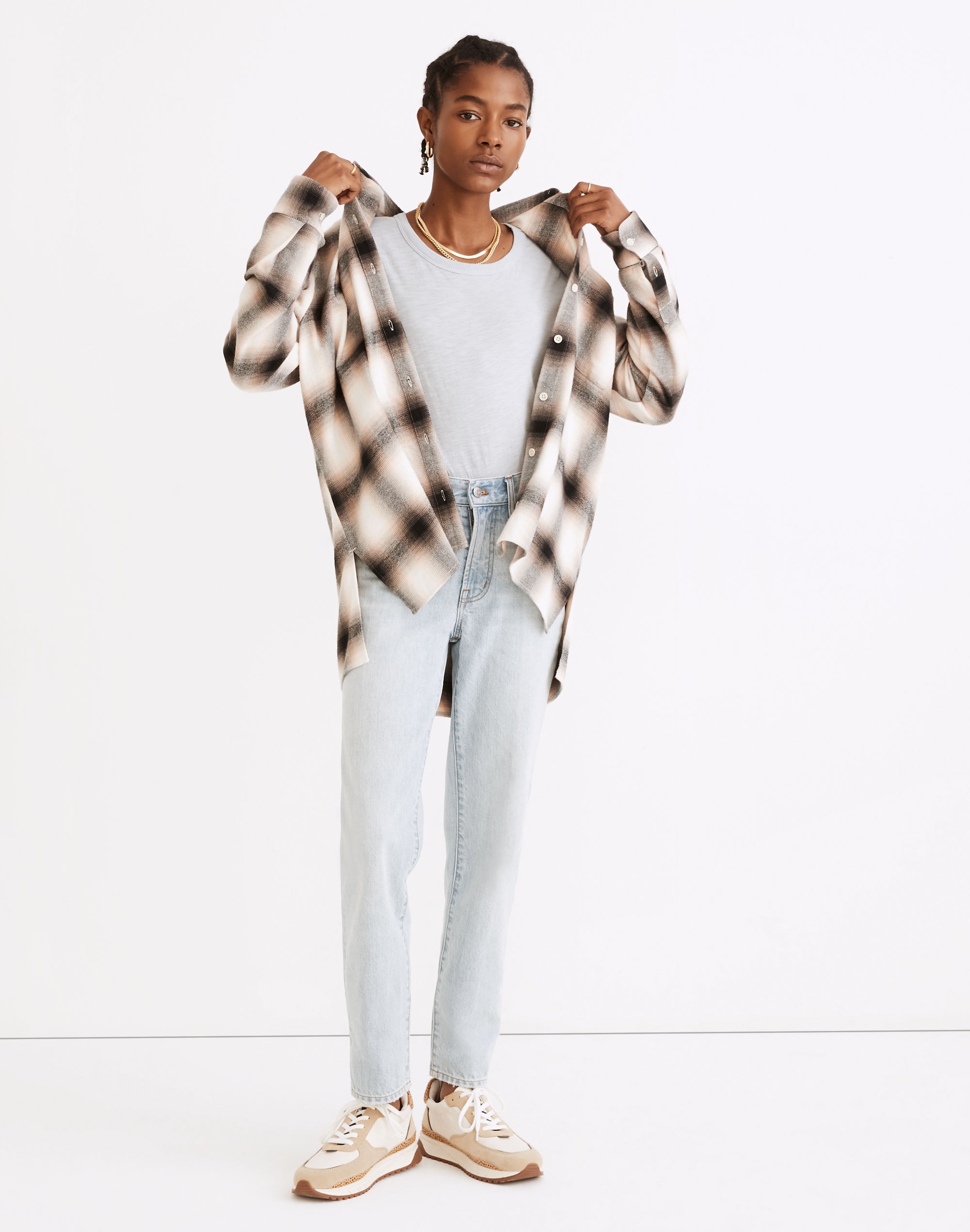 flannel oversized ex-boyfriend shirt in robson plaid