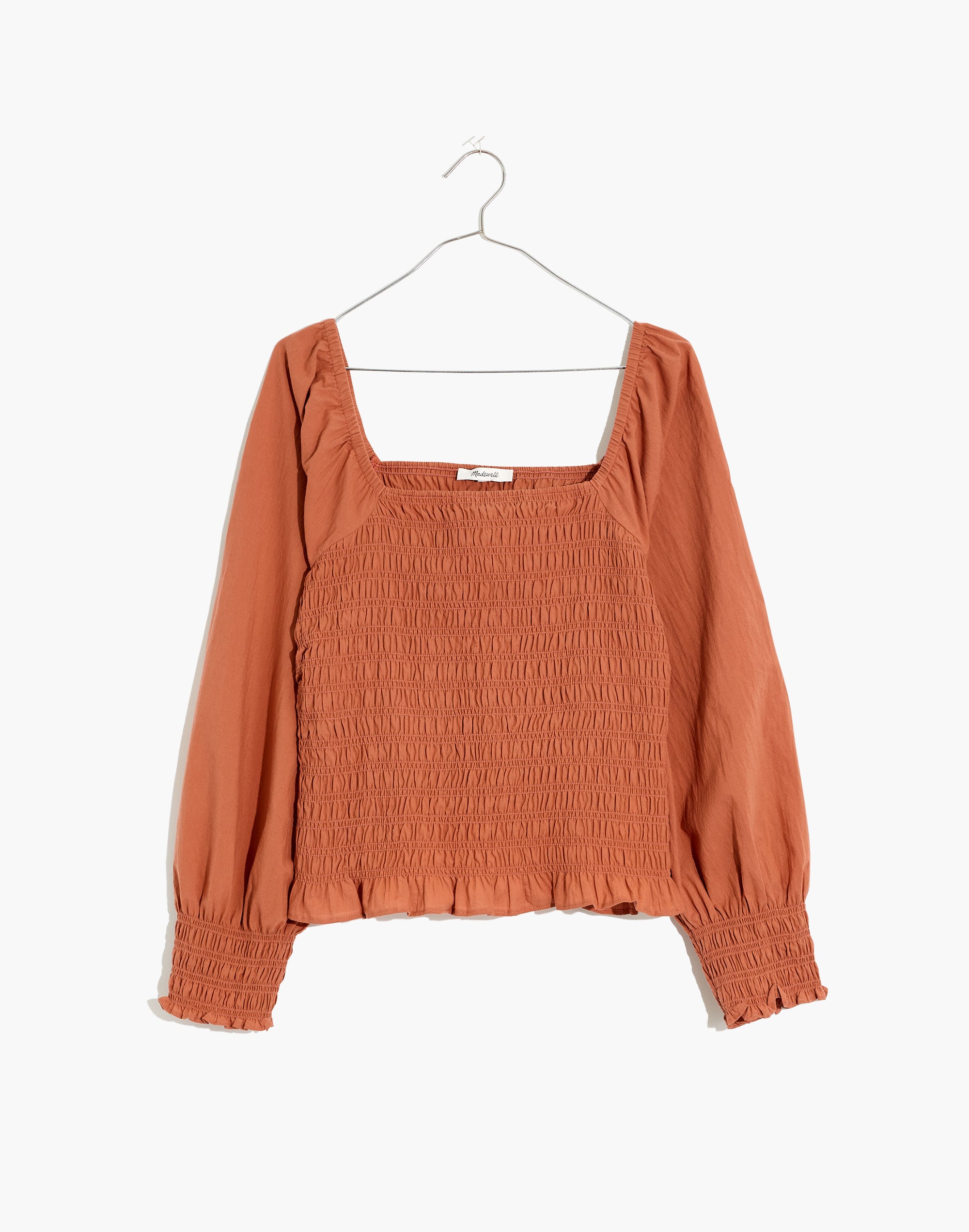 Lucie Bubble-Sleeve Smocked Top