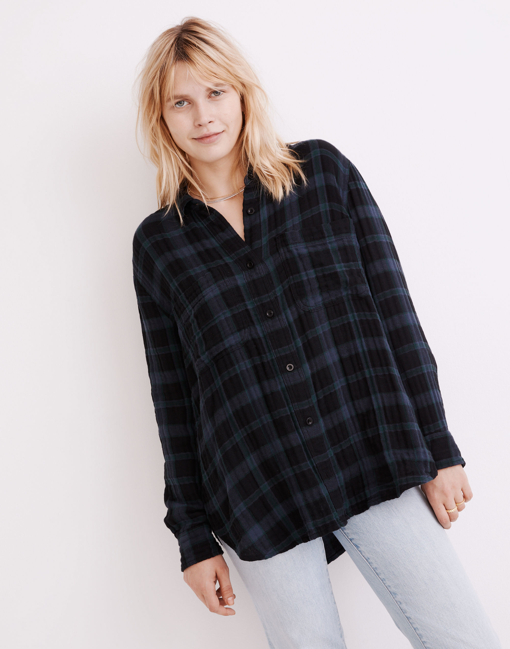 Lightspun Oversized Ex-Boyfriend Swing Shirt in Heisley Plaid