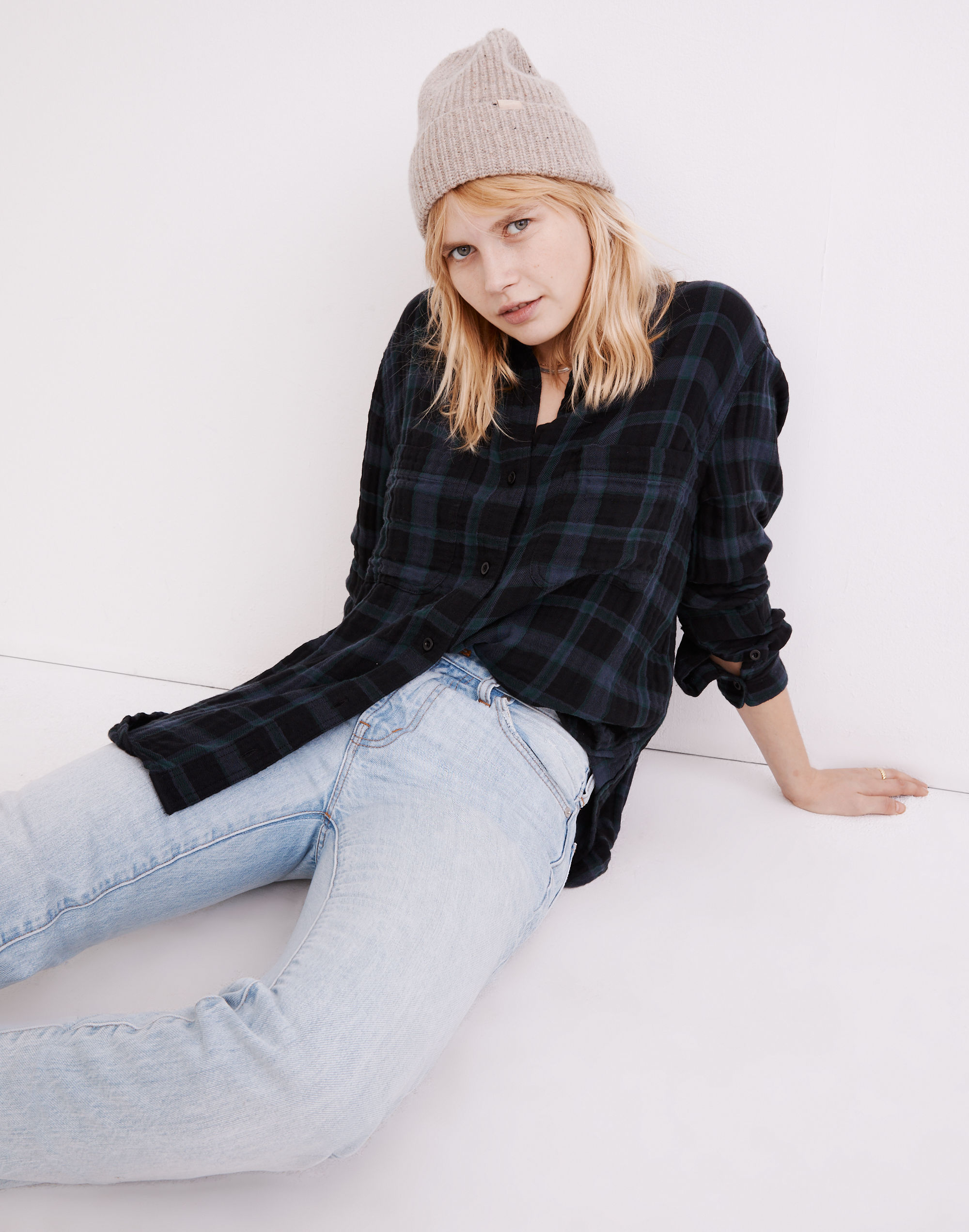 Lightspun Oversized Ex-Boyfriend Swing Shirt in Heisley Plaid