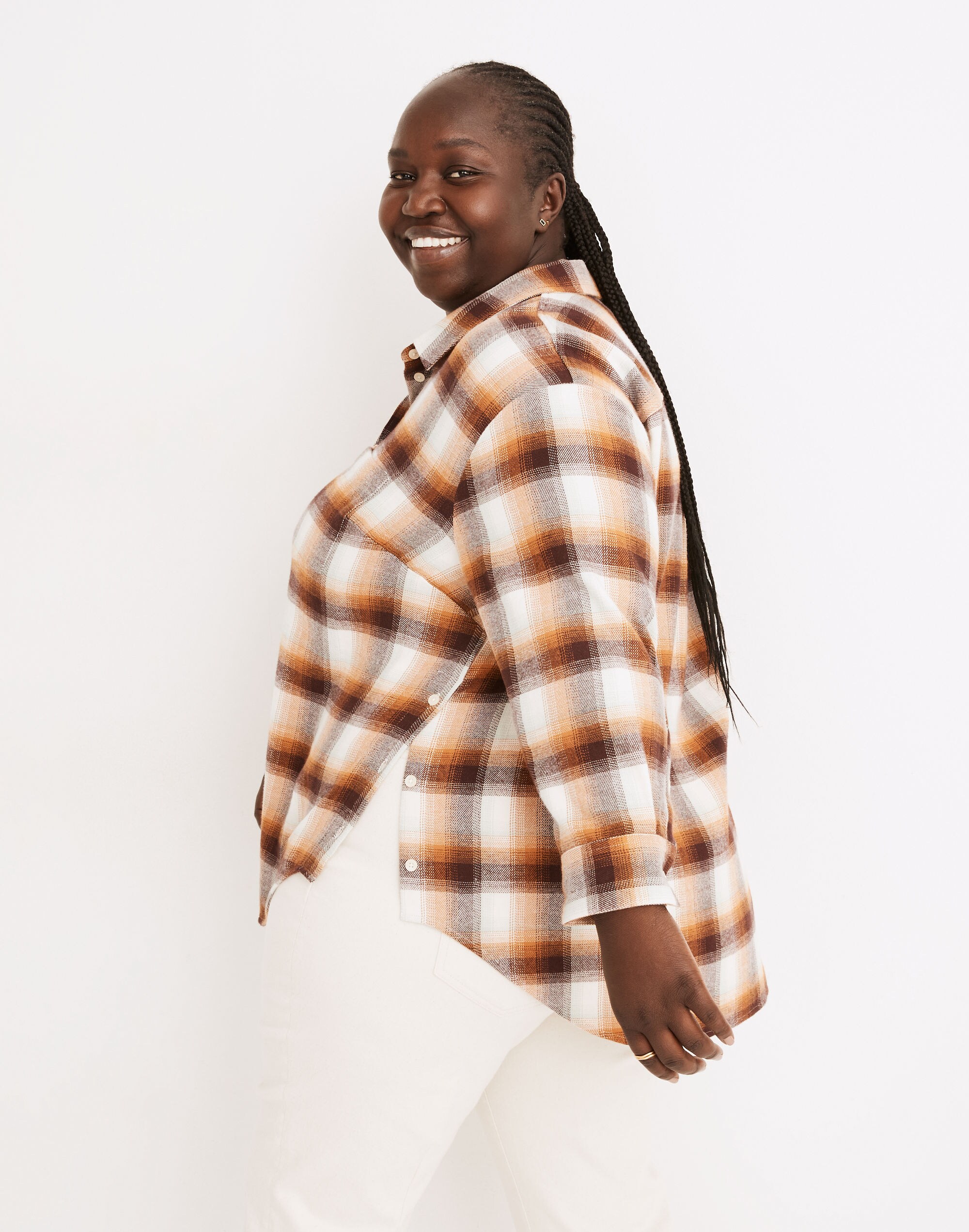 Plus Flannel Side-Button Oversized Ex-Boyfriend Shirt in Bickett Plaid