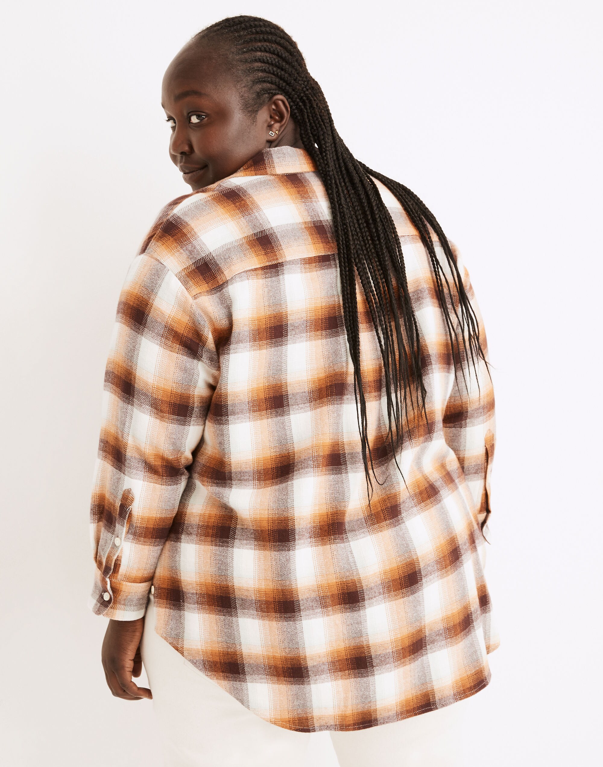 Plus Flannel Side-Button Oversized Ex-Boyfriend Shirt in Bickett Plaid