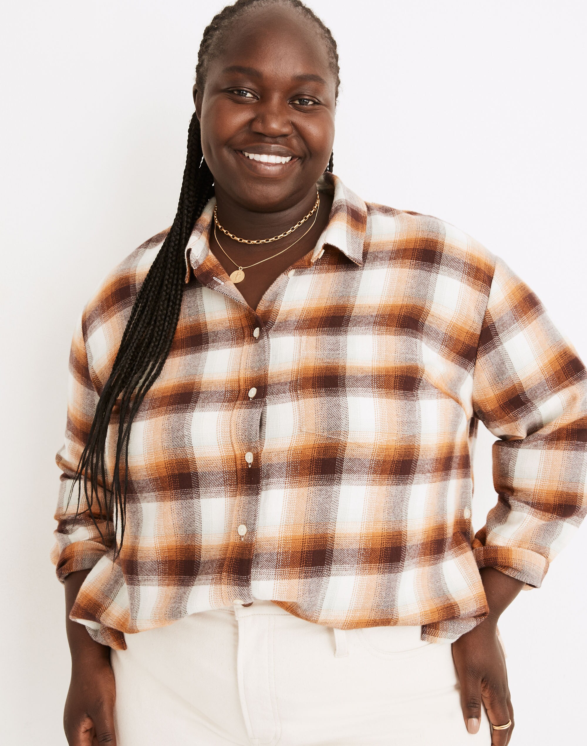 Plus Flannel Side-Button Oversized Ex-Boyfriend Shirt in Bickett Plaid