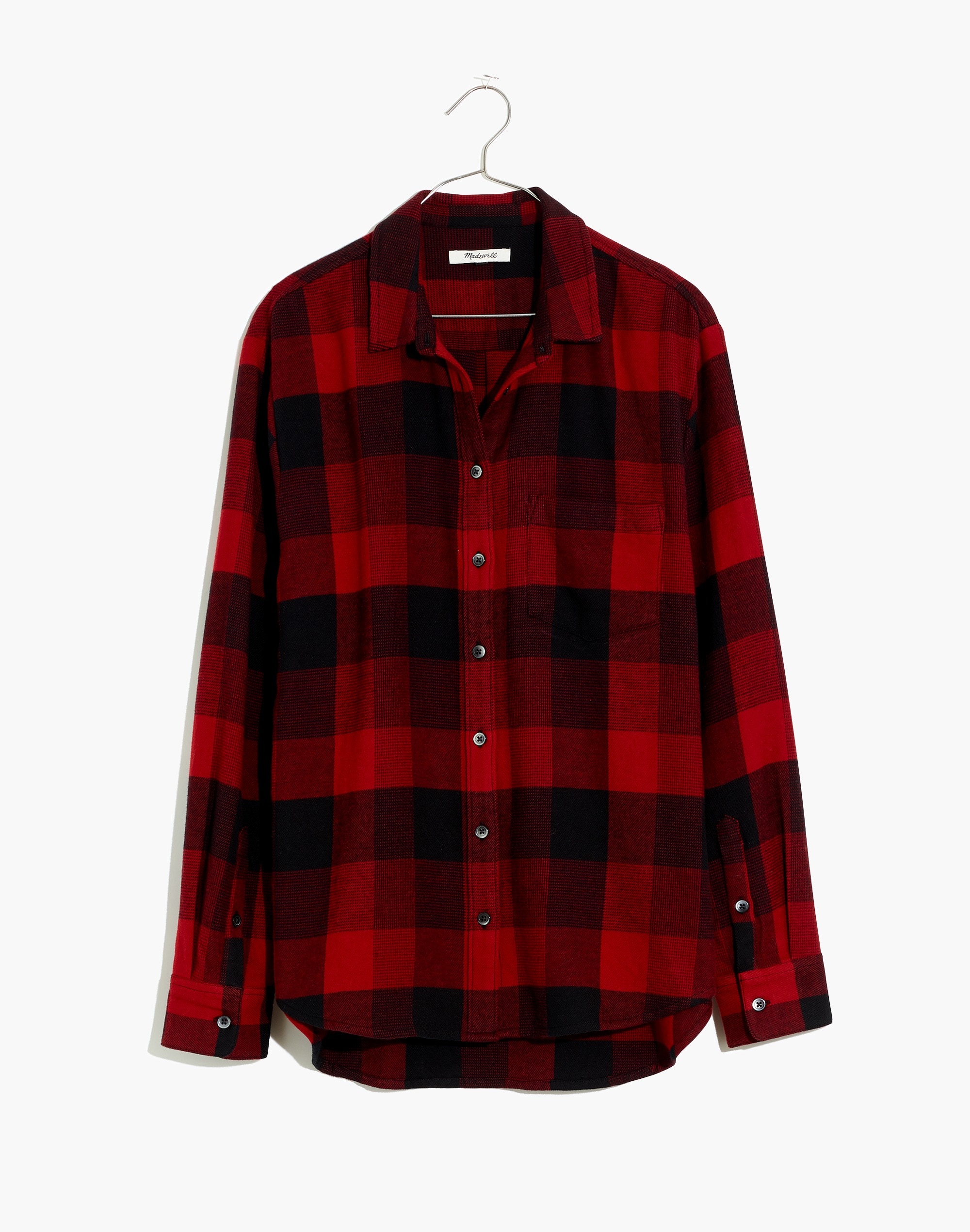 Plus Flannel Side-Button Oversized Ex-Boyfriend Shirt in Buffalo Check