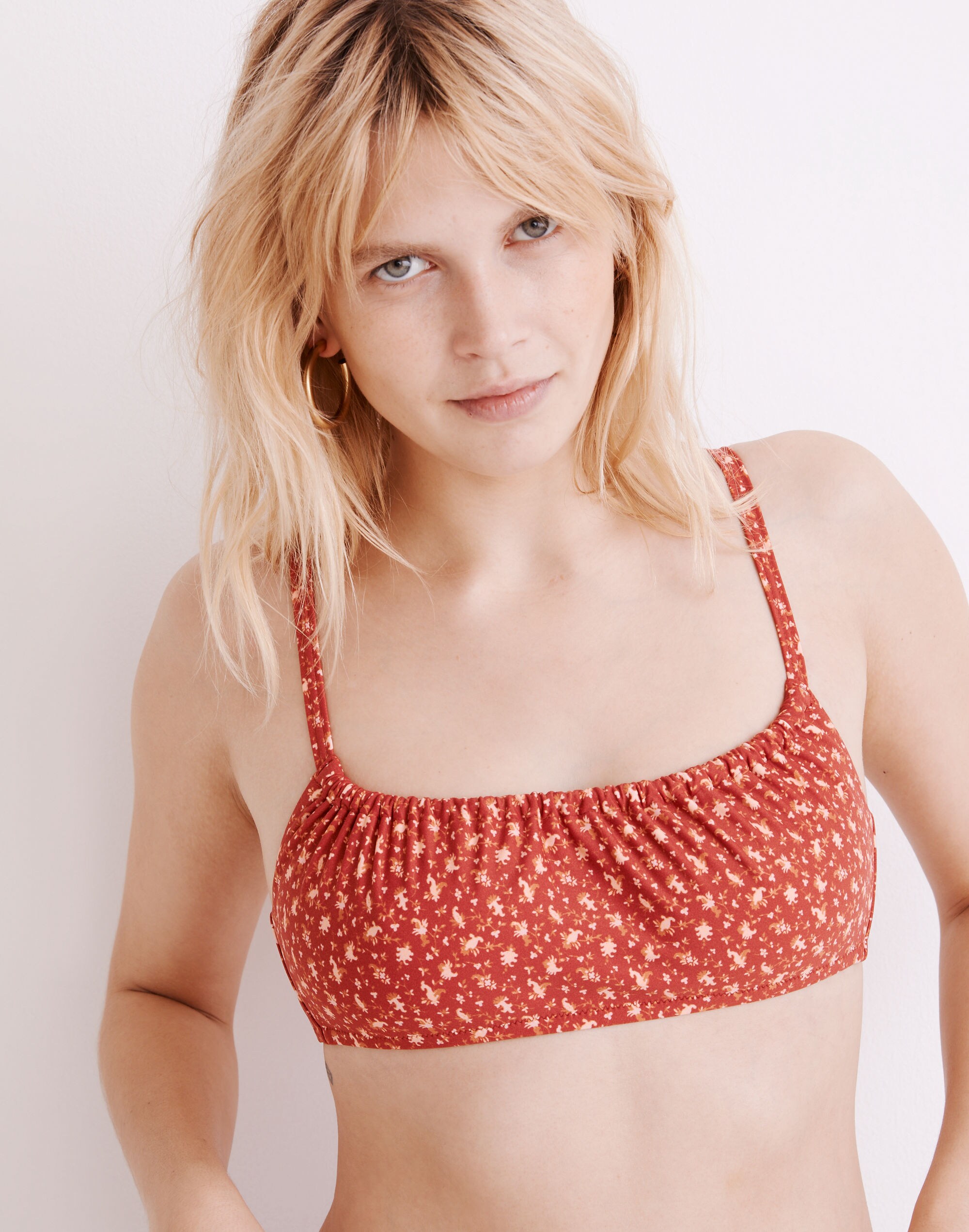 Madewell Second Wave Gathered Bikini Top in Ditsy Floral