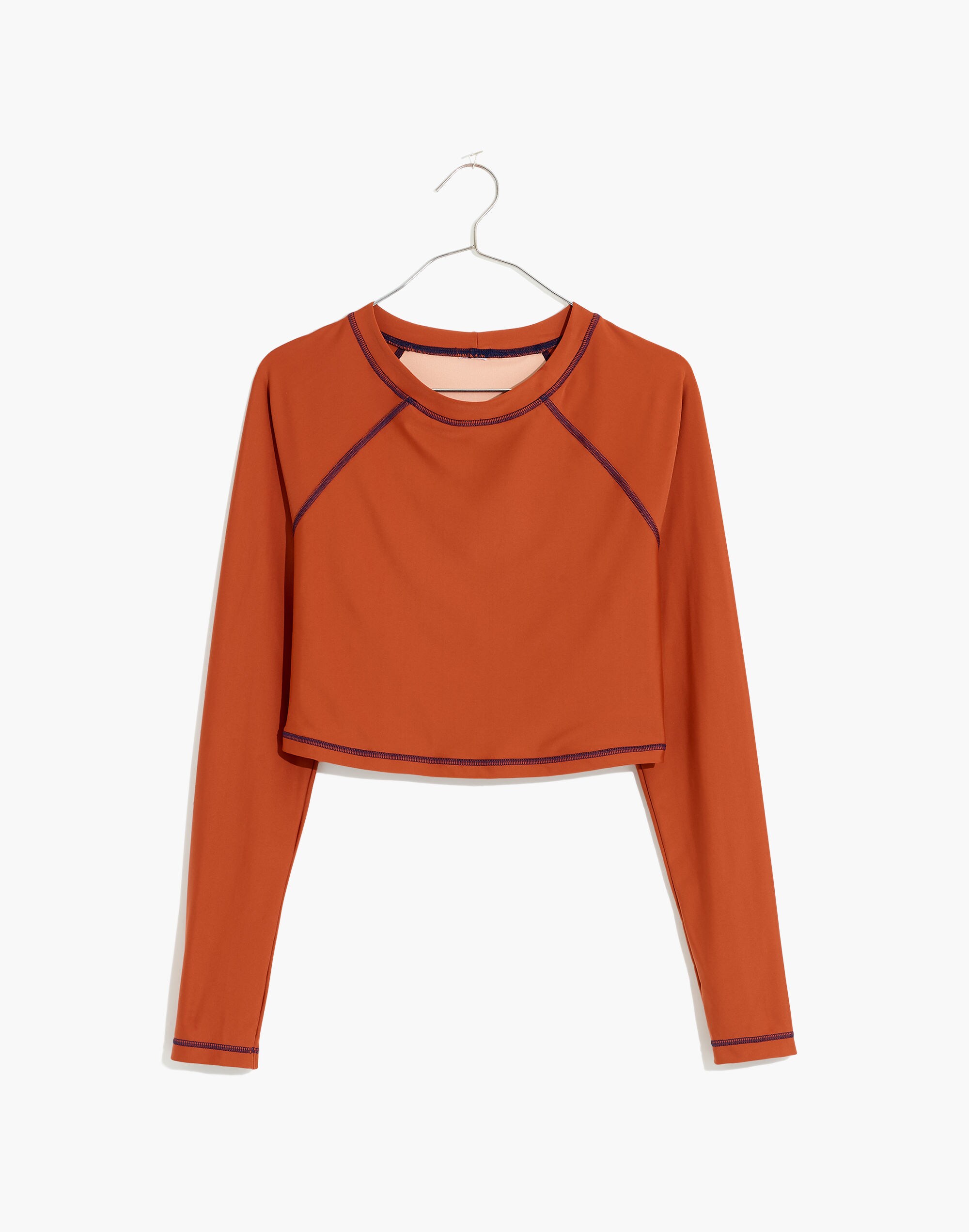 Madewell Second Wave Long-Sleeve Crop Rash Guard: Contrast-Stitched Edition