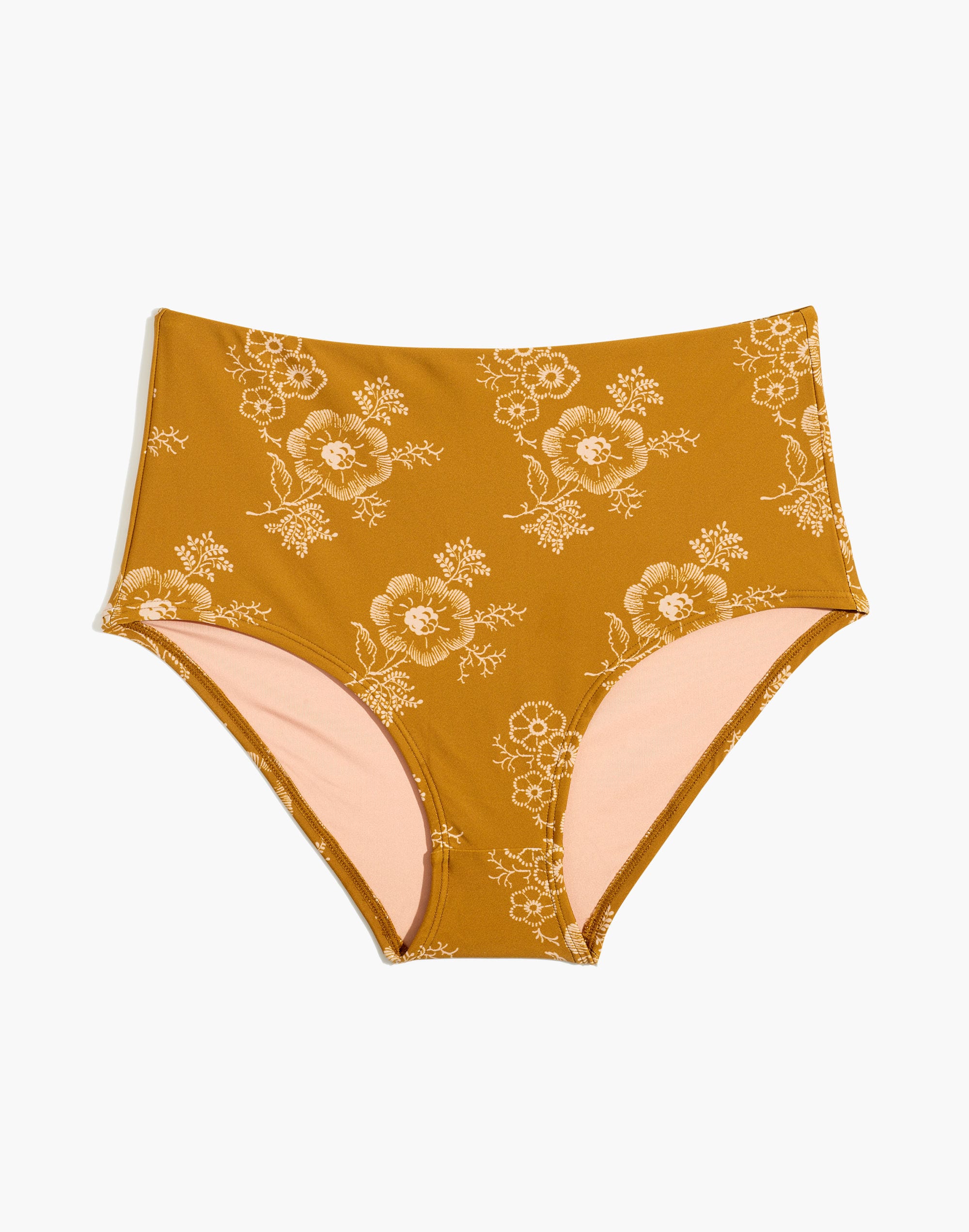 Madewell Second Wave Retro High-Waisted Bikini Bottom in Letterpress Floral