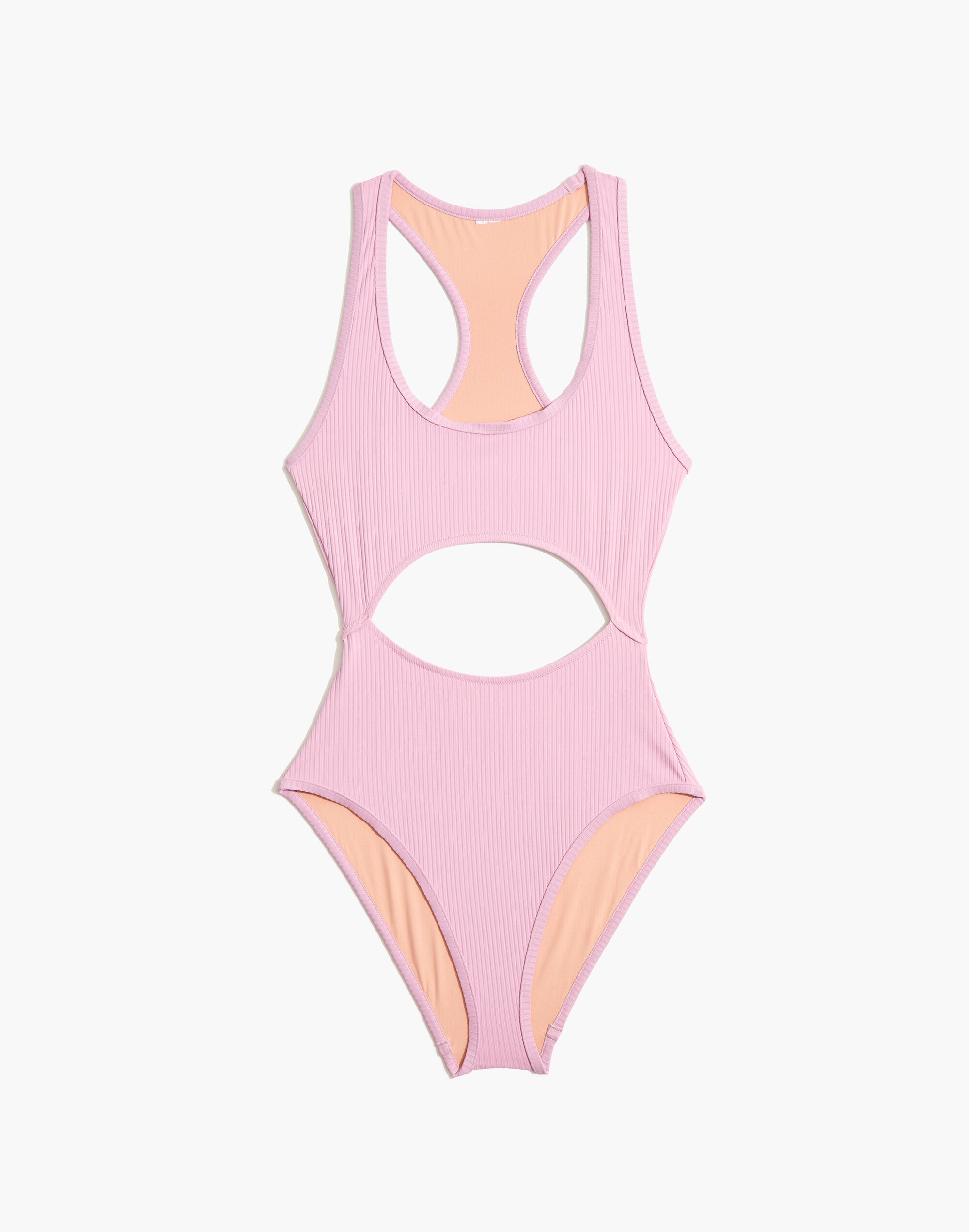 Madewell Second Wave Ribbed Racerback Cutout One-Piece Swimsuit