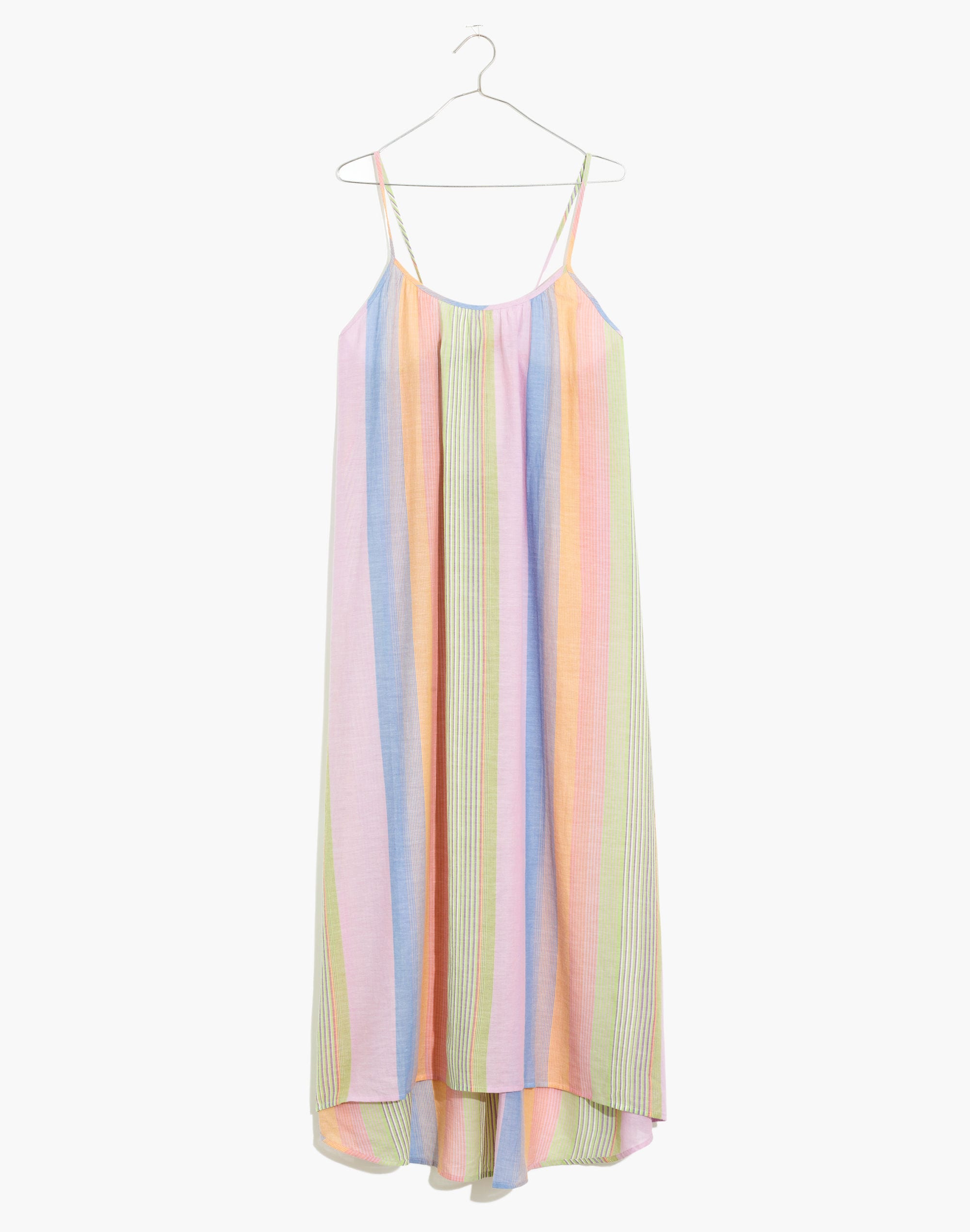 Tie-Back Cover-Up Maxi Dress in Rainbow Stripe
